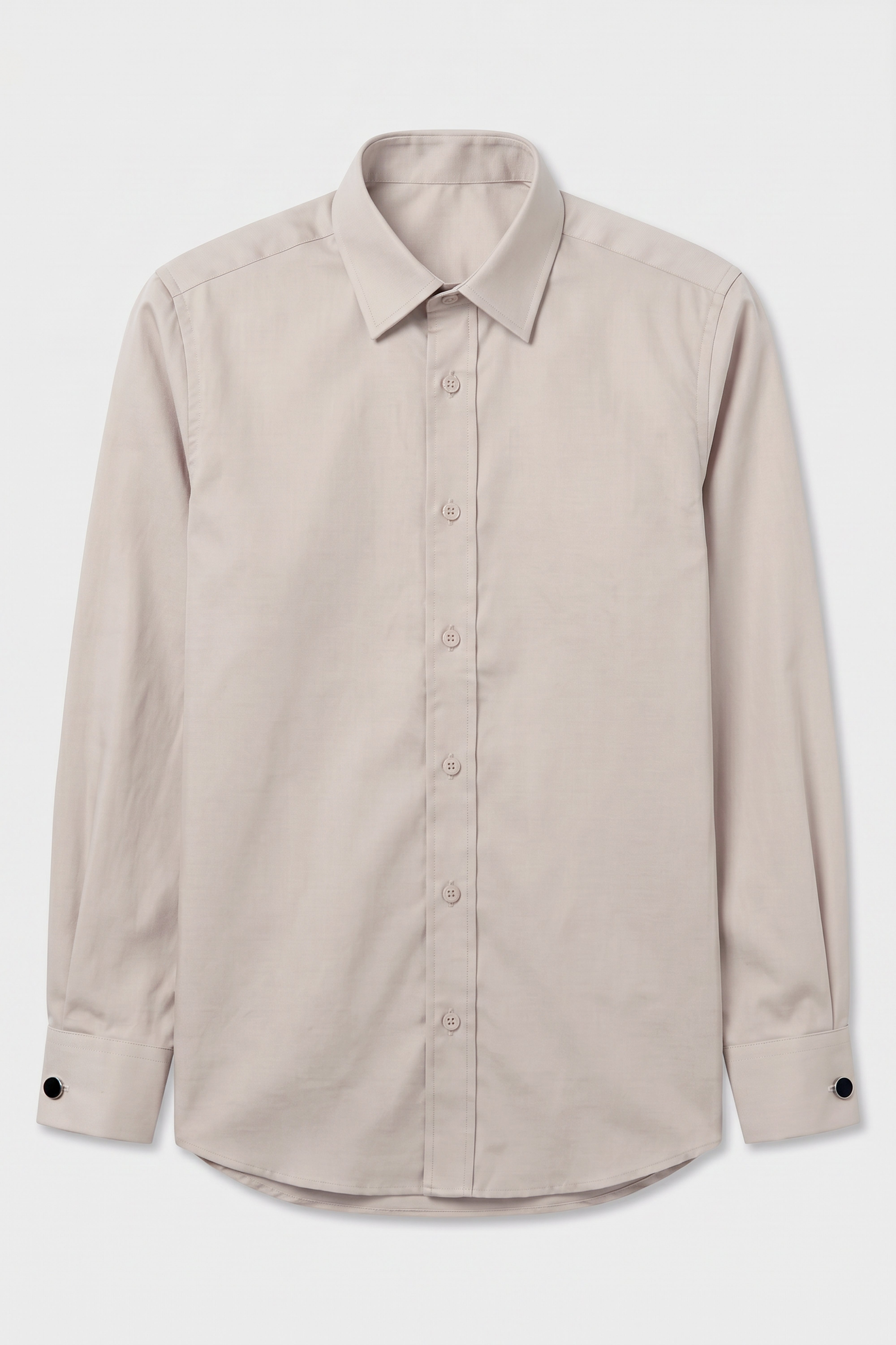 Boys Classic Collar Dress Shirt with Cufflinks -  Beige  Front Picture