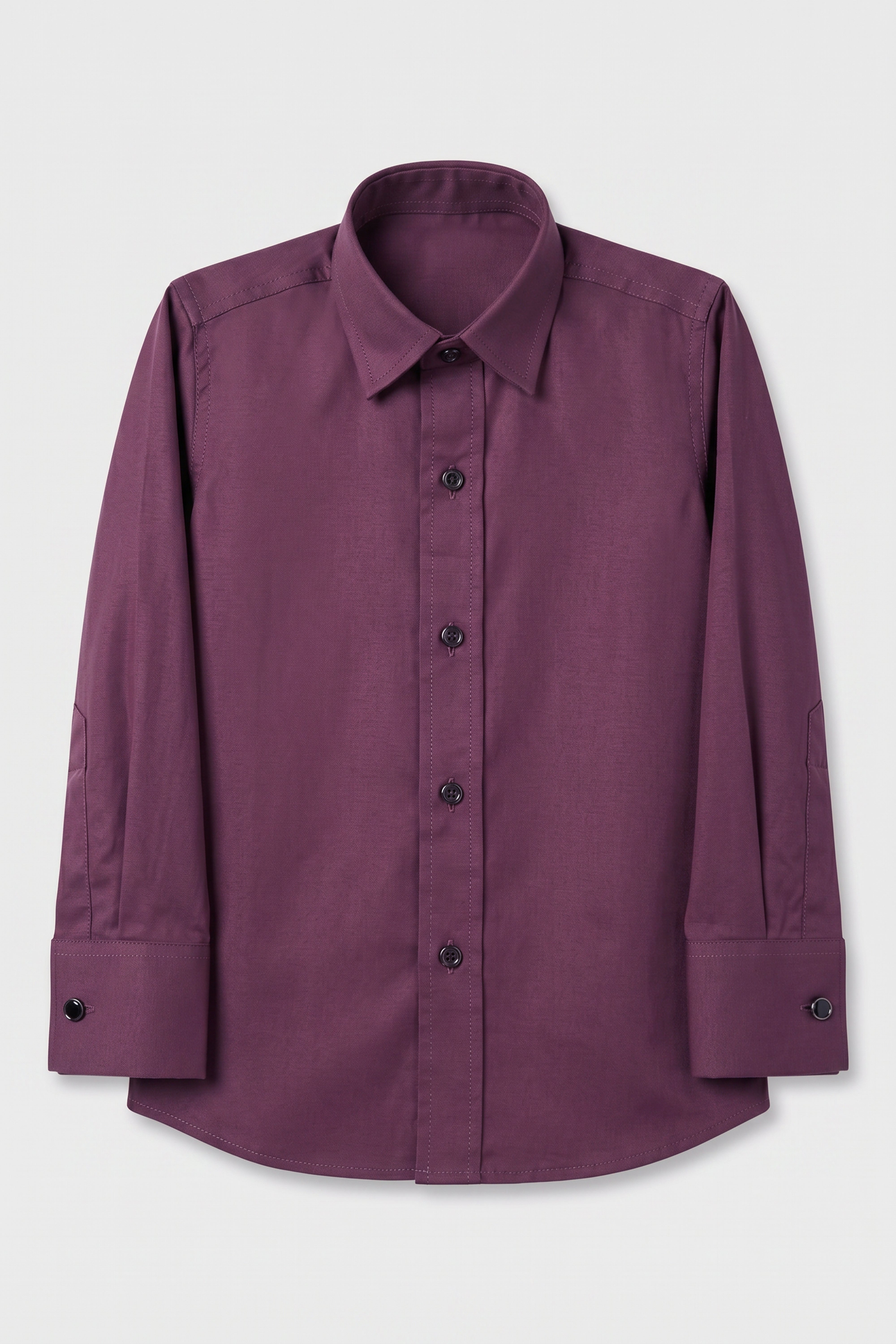 Boys Classic Collar Dress Shirt with Cufflinks -  Burgundy Front Picture