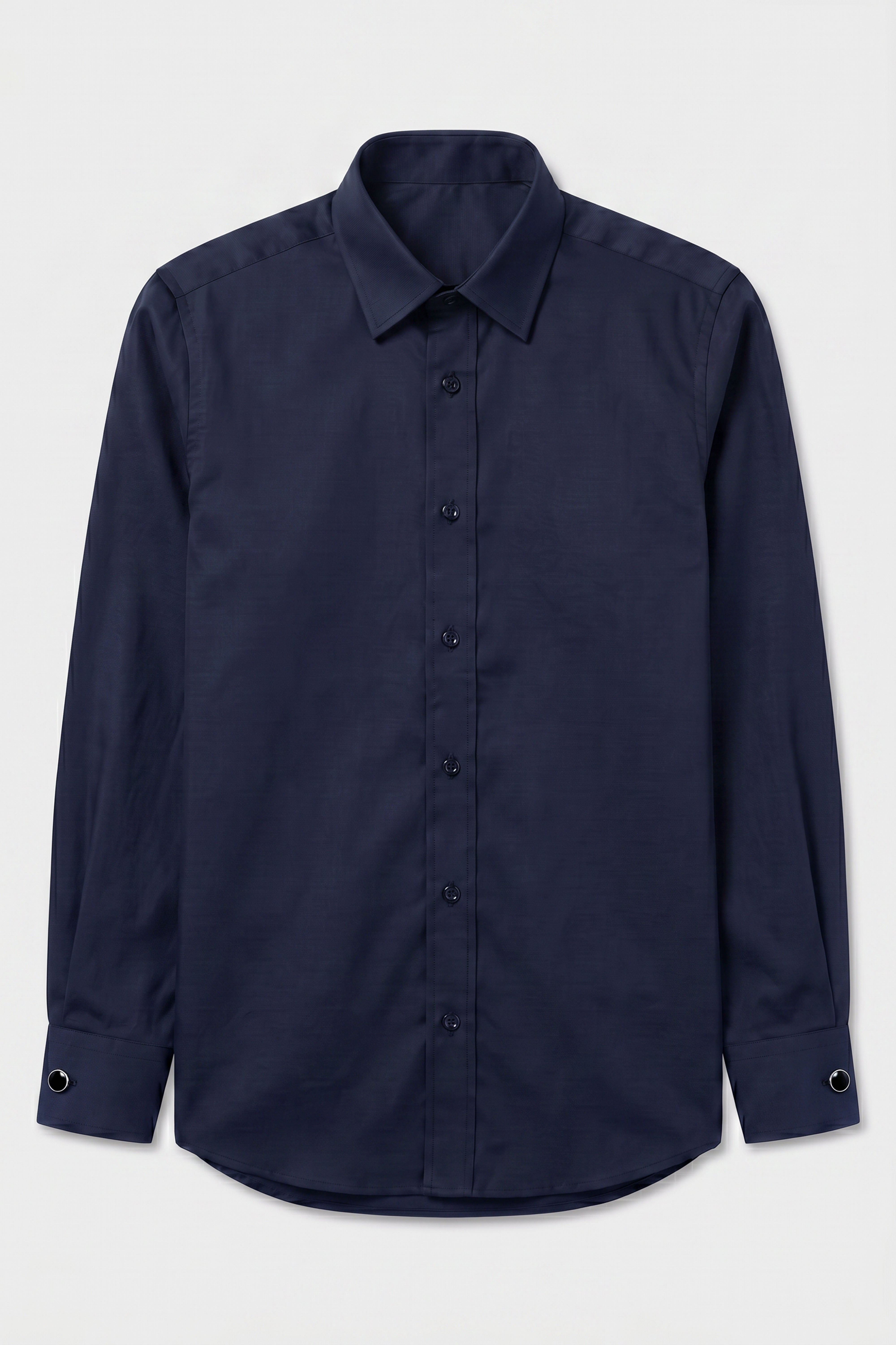 Boys Classic Collar Dress Shirt with Cufflinks -  Navy  Front Picture