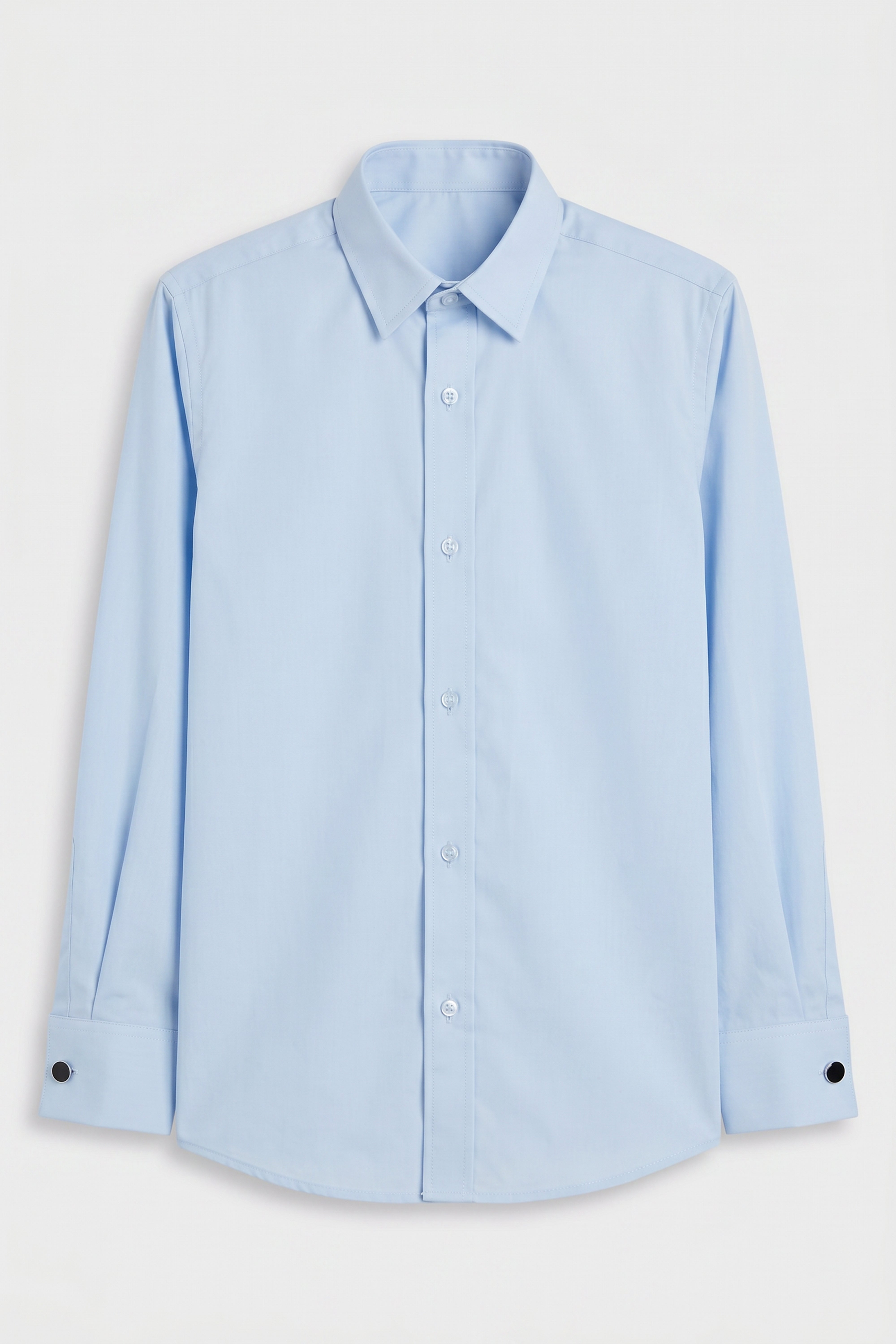Boys Classic Collar Dress Shirt with Cufflinks -  Oxford Blue Front Picture 