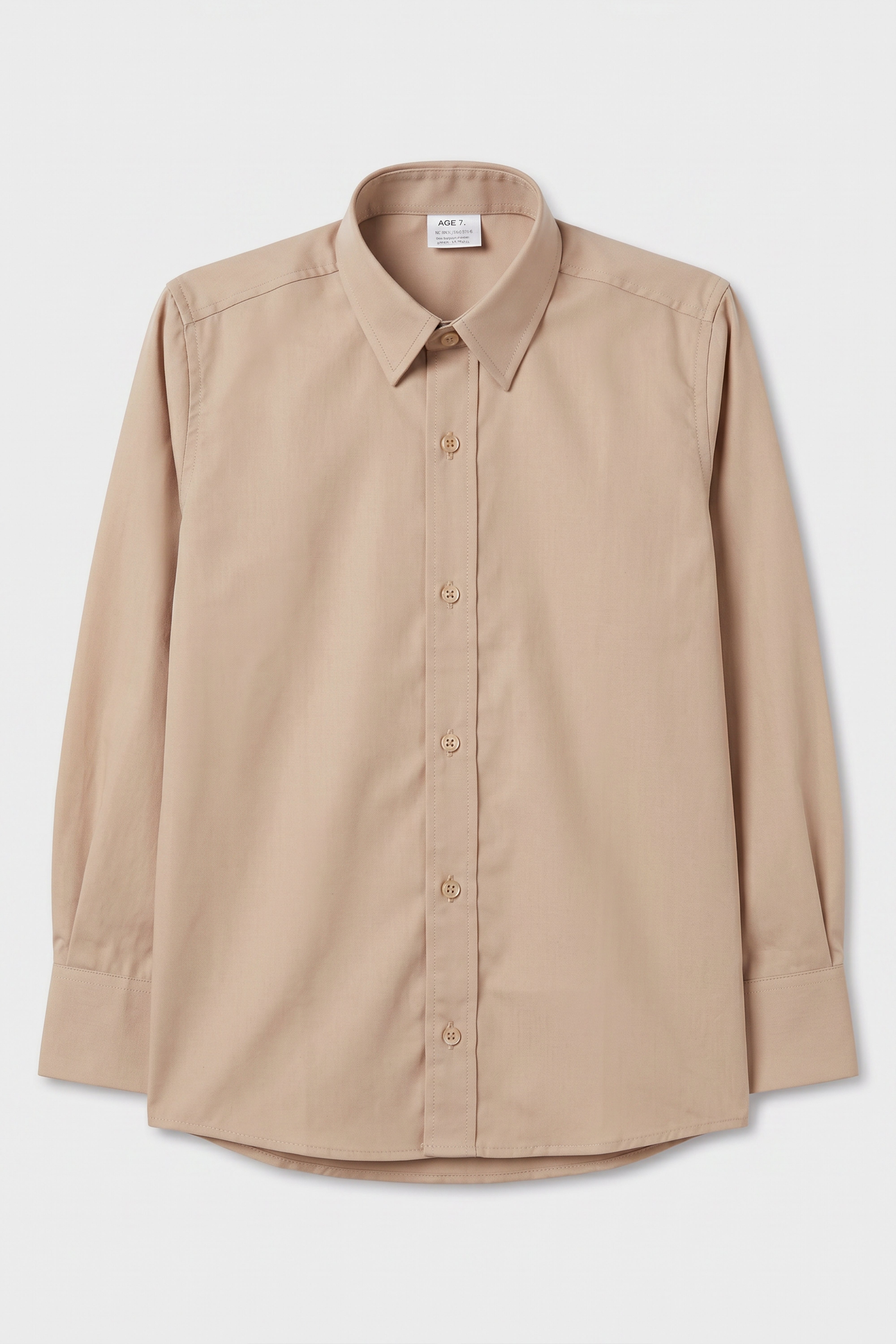 Boys Classic Collar Dress Shirt with Cufflinks - Taupe Beige Front Picture