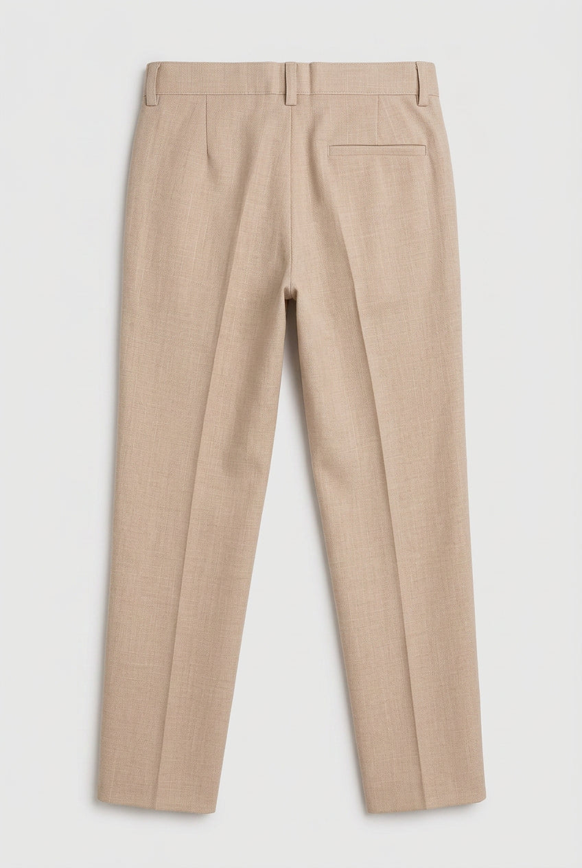 Boys Cotton 5-Piece Double Breasted Waistcoat Suit - BASAK - Beige