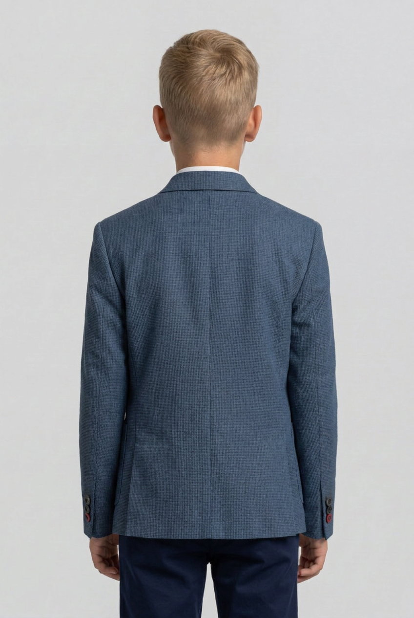 Boys Cotton Blend Slim Fit Formal Twill Blazer - Khaki Green