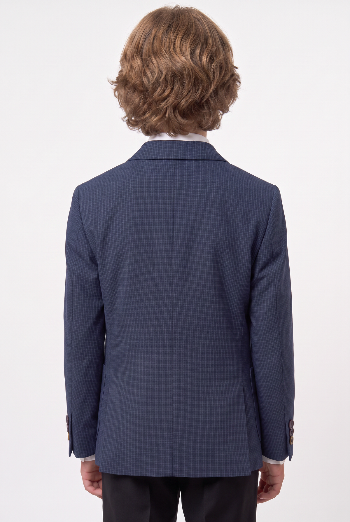 Boys Cotton Blend Slim Fit Formal Twill Blazer - Navy Blue