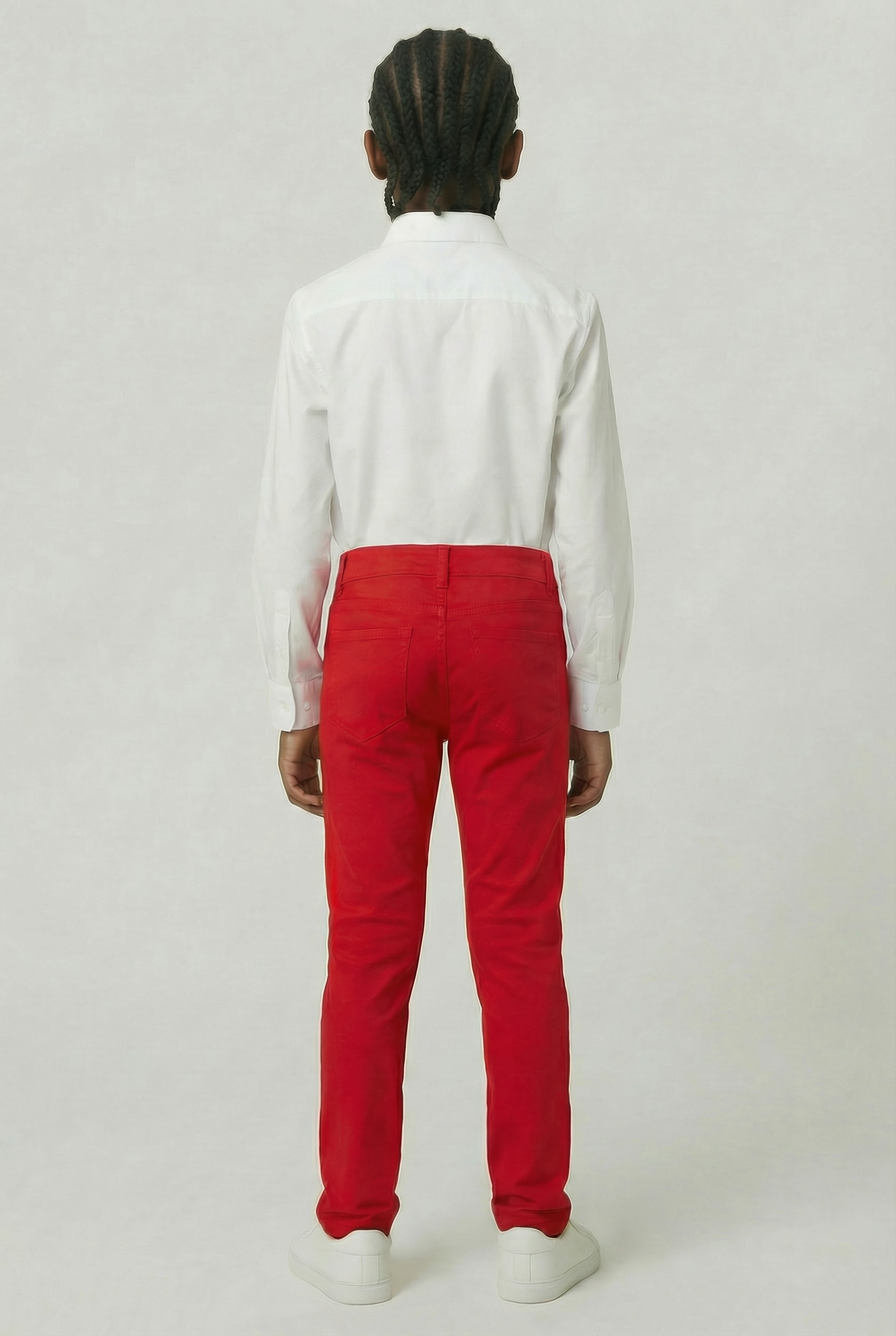 Boys Cotton Casual Stretch Chino Trousers – Red Back Picture