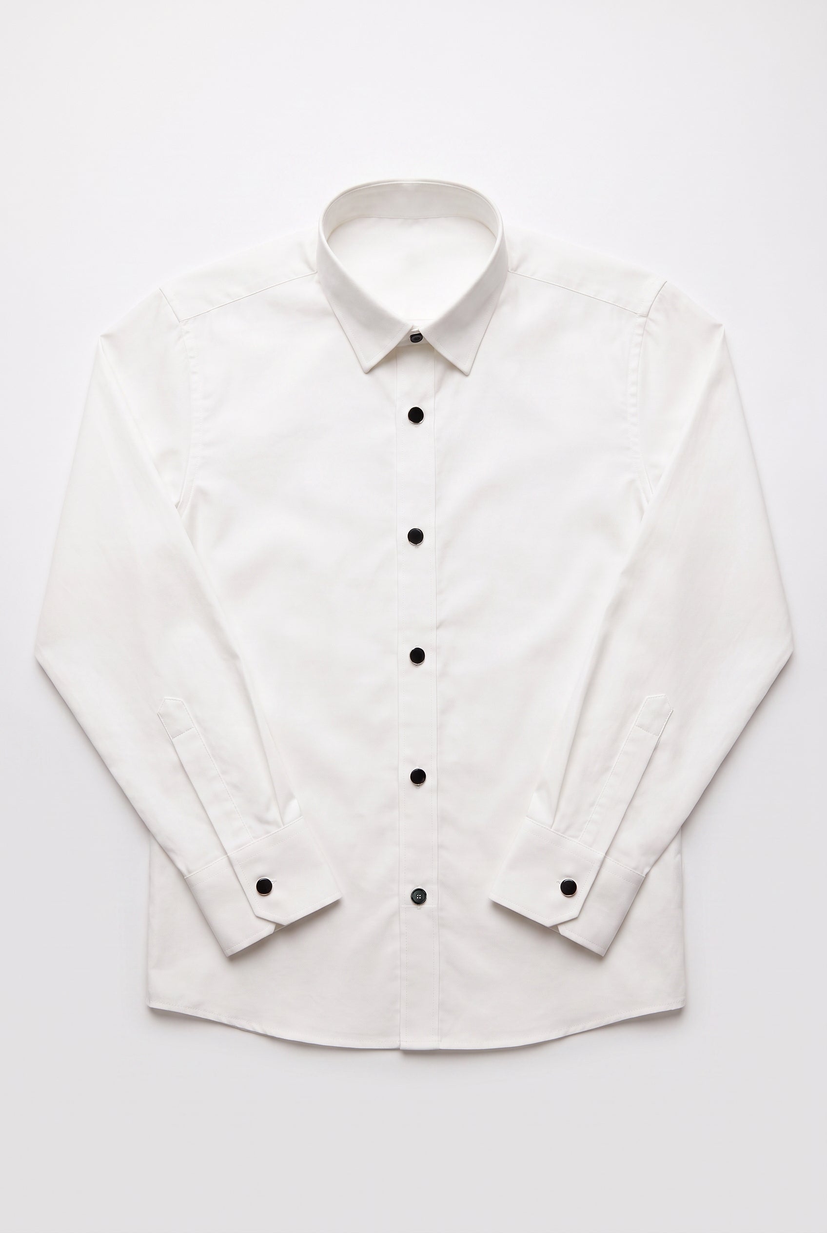 Boys Cotton Dress Shirt with Black Stud Buttons & Cufflinks - Ivory