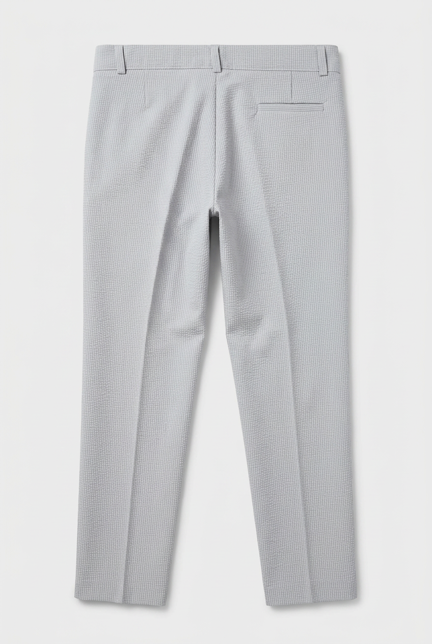 Boys Cotton Seersucker Double Breasted Suit - Grey