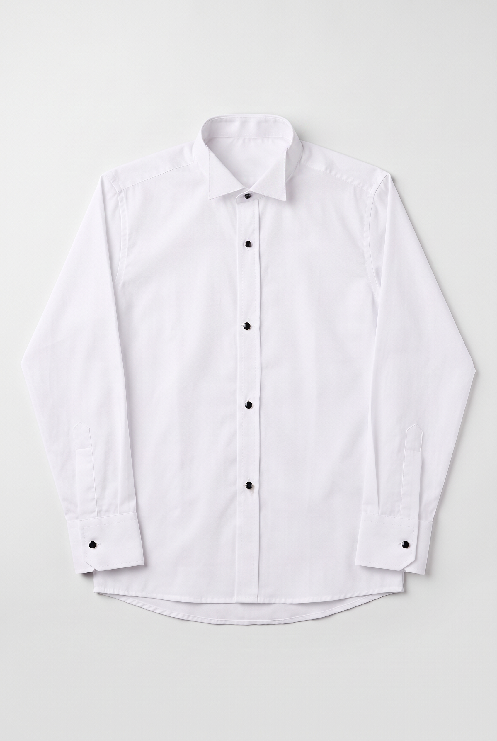 Boys Cotton Tuxedo Shirt with Black Stud Buttons & Cufflinks - White