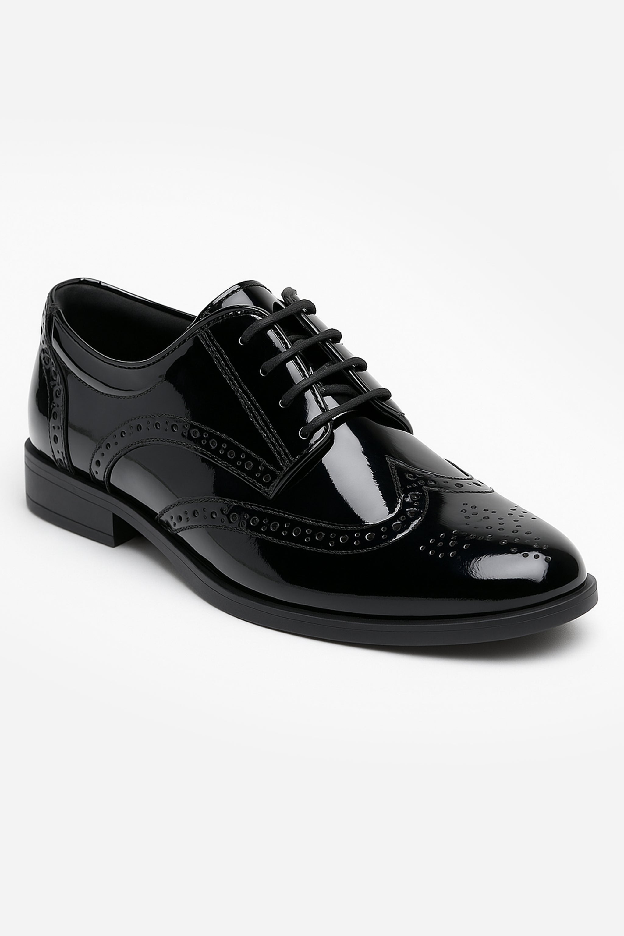 Boys Derby Brogue Wingtip Dress Shoes in Black