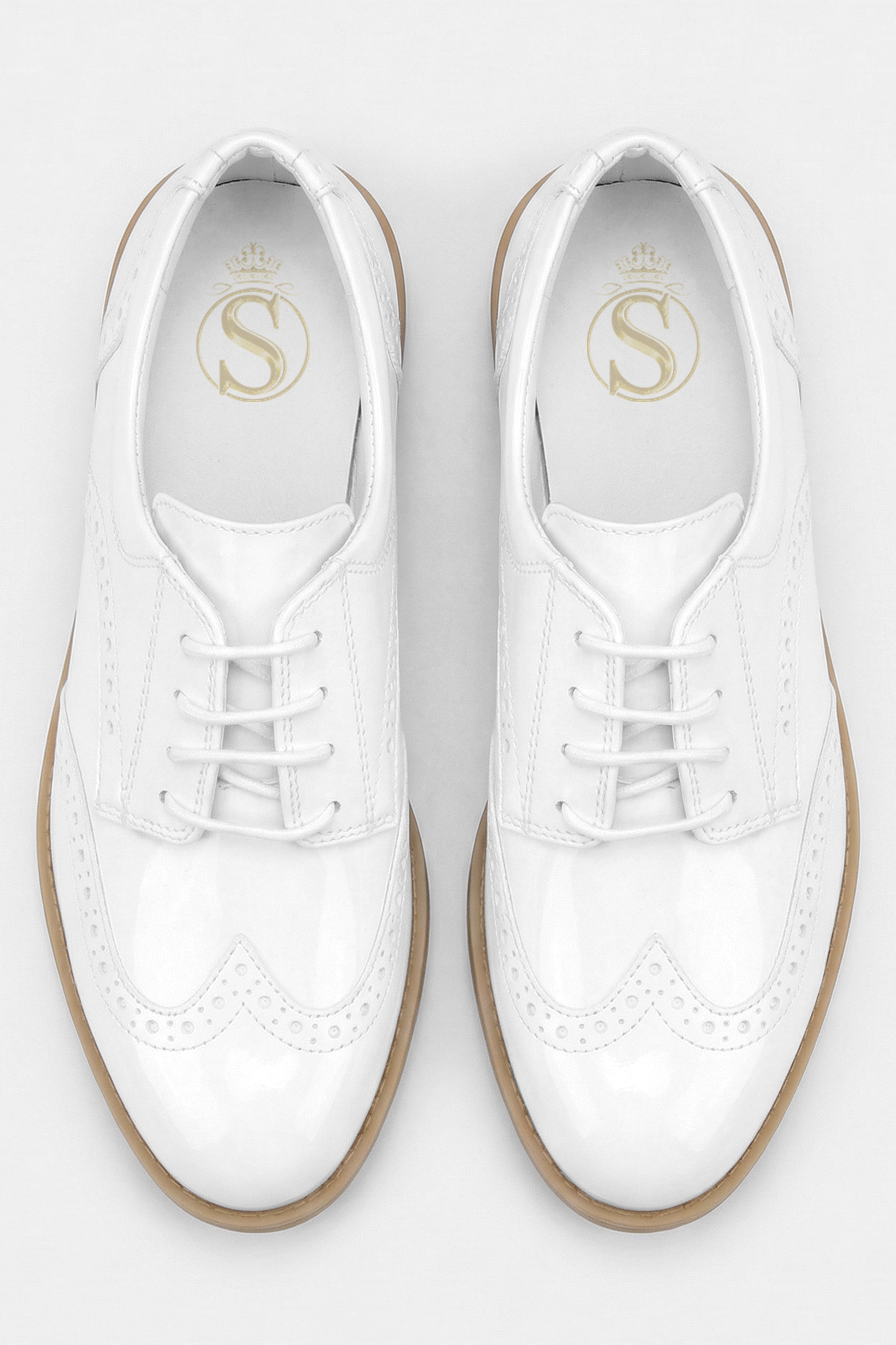 Boys Derby Brogue Lace Up Dress Shoes - White