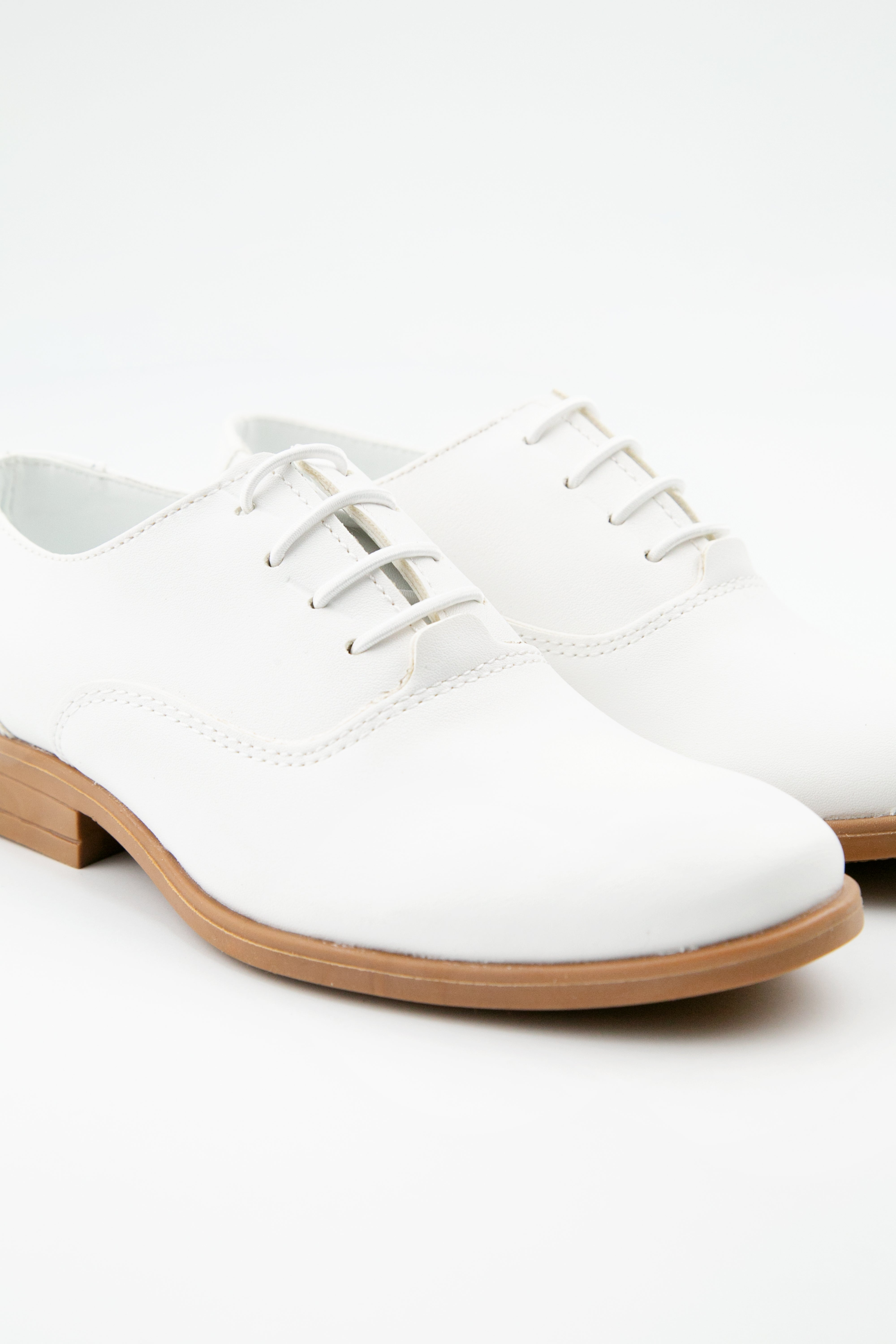 Boys Derby Communion Lace Up Dress Shoes - Majestic - White Detail Picture