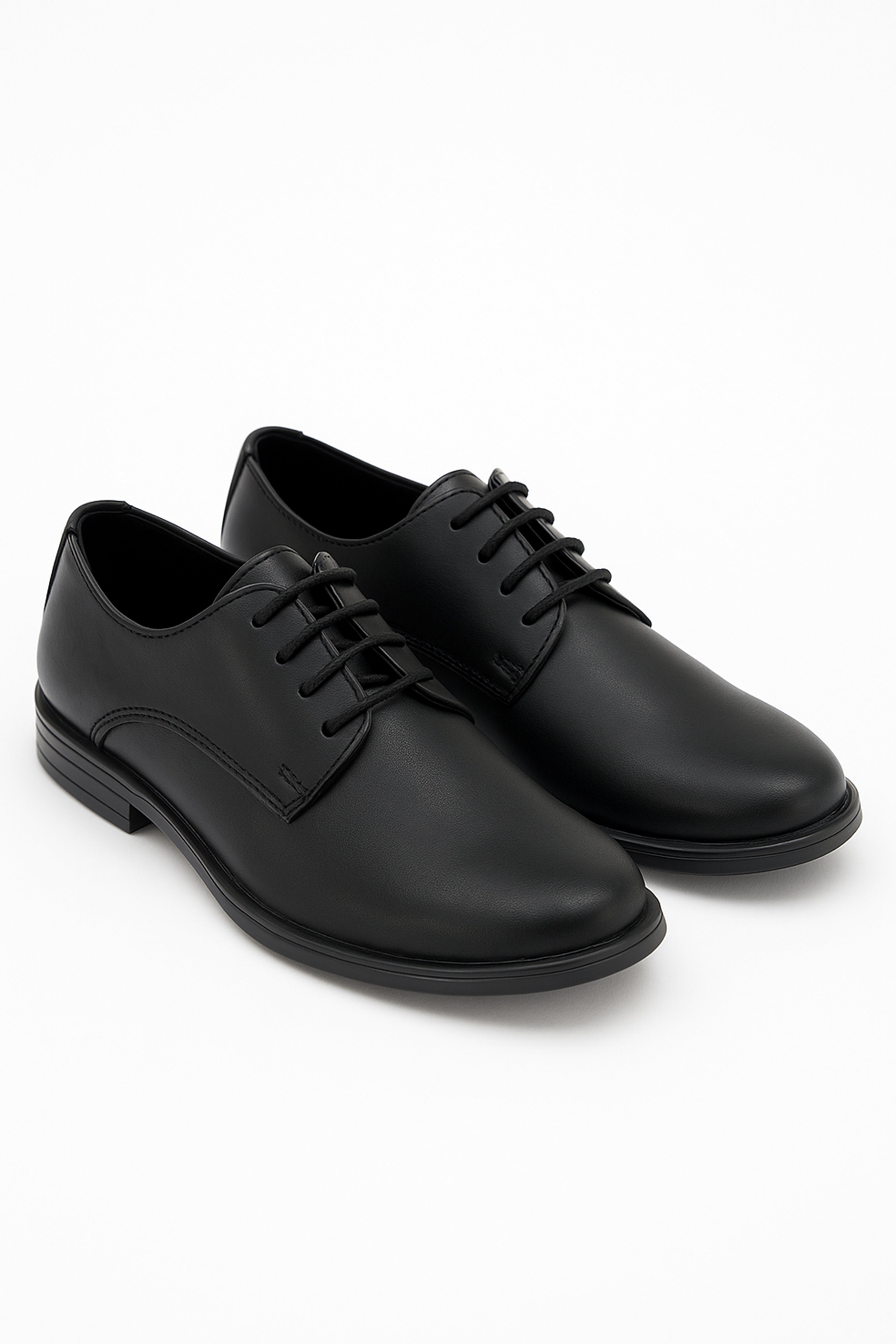 Boys Derby Mat Lace Up Dress Shoes - COLOMBIA - Black Pair Side Picture