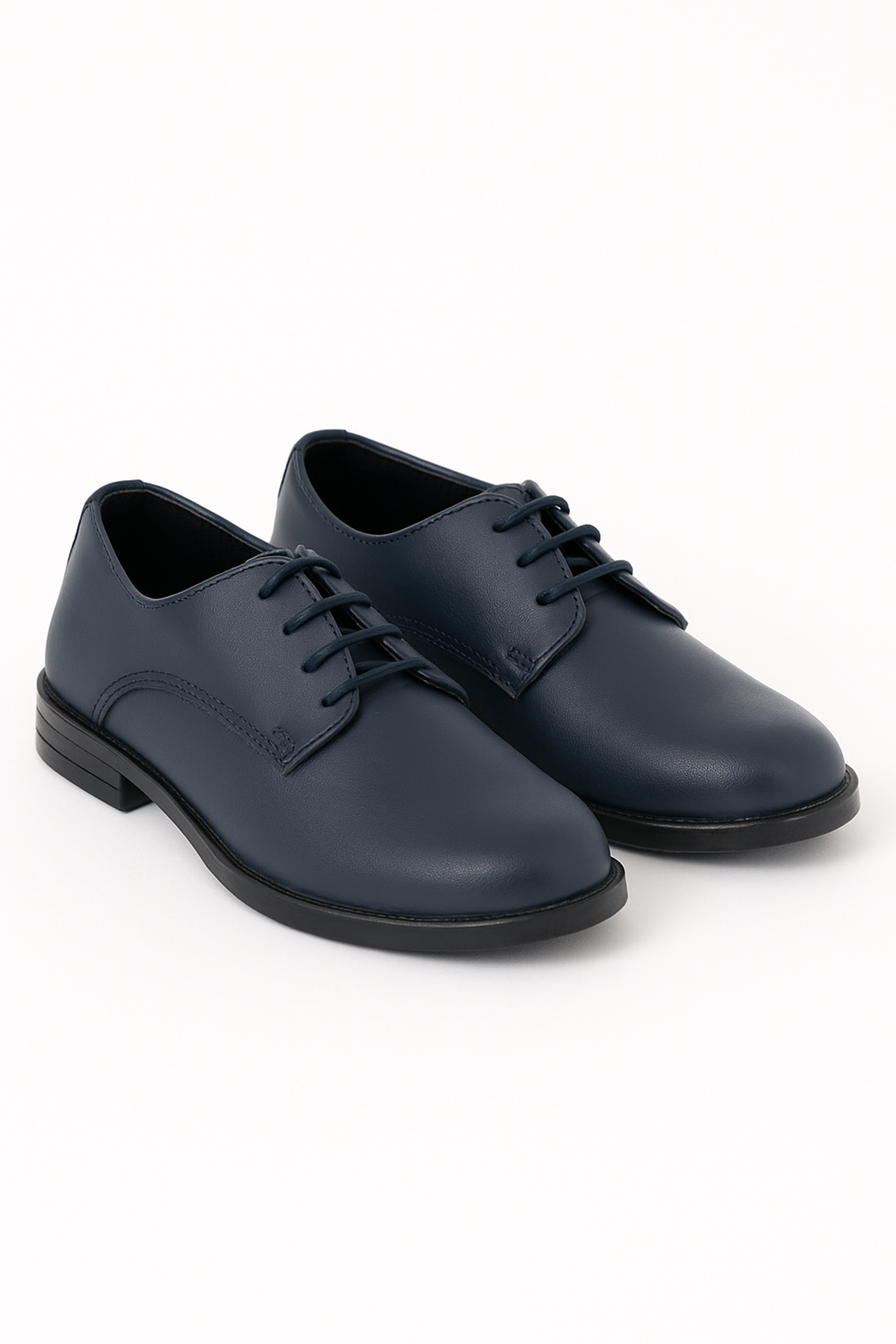 Boys Derby Mat Lace Up Formal Navy Blue Shoes - Atlanta - Navy Blue Pair Side Picture