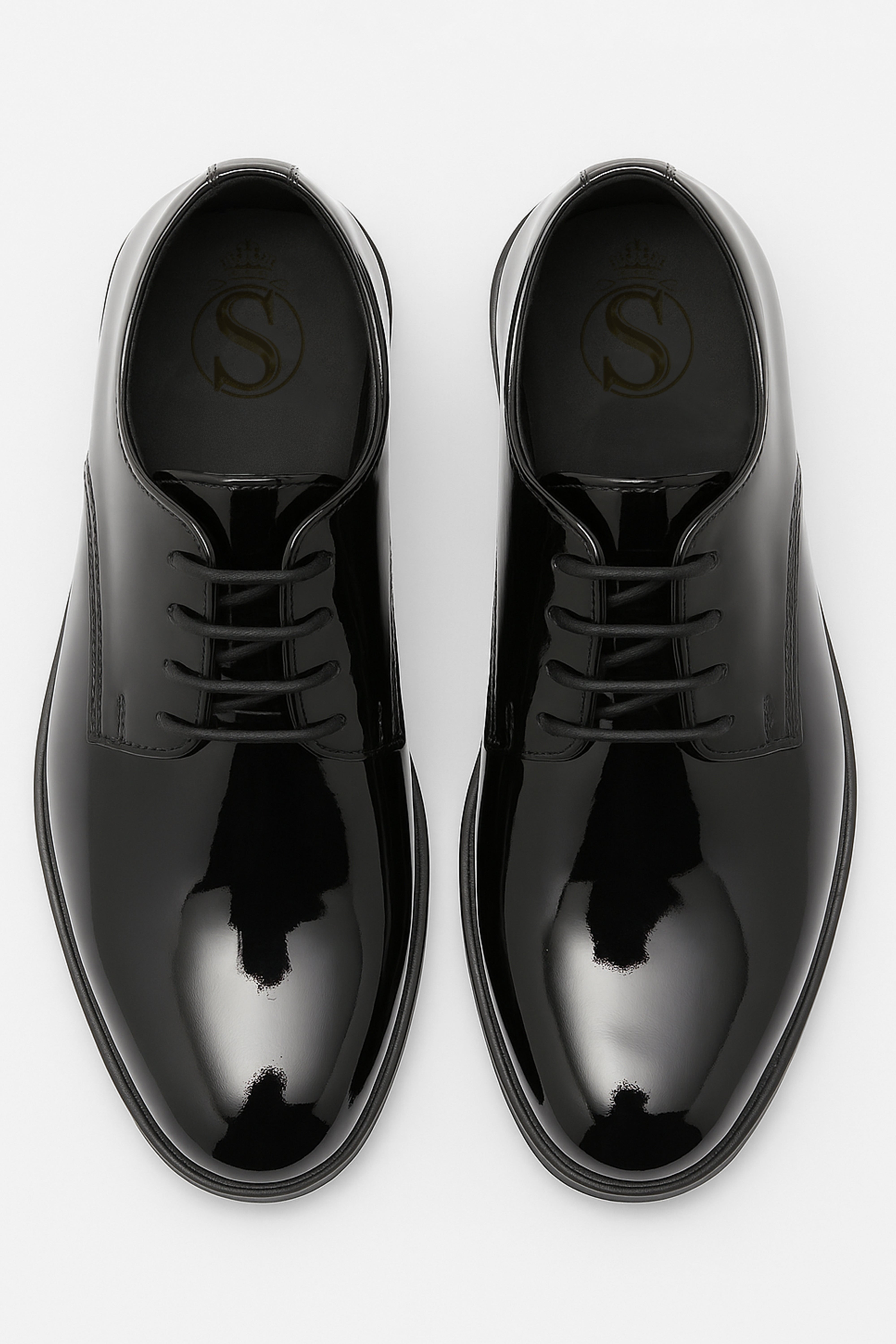 Boys Derby Patent Lace Up Formal Shoes - Black Front Picture