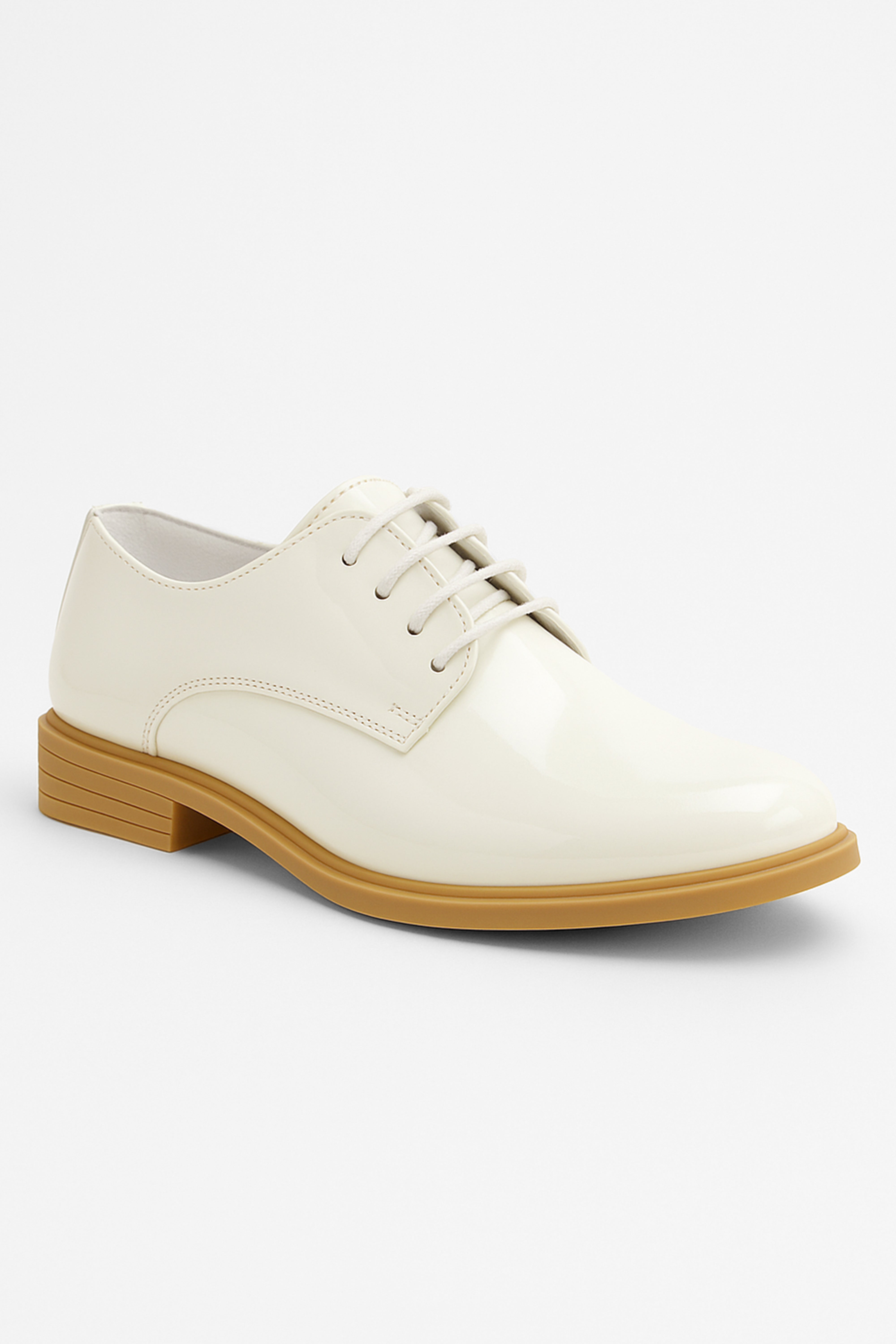 Boys Derby Patent Lace Up Formal Shoes - Ivory Side Picture