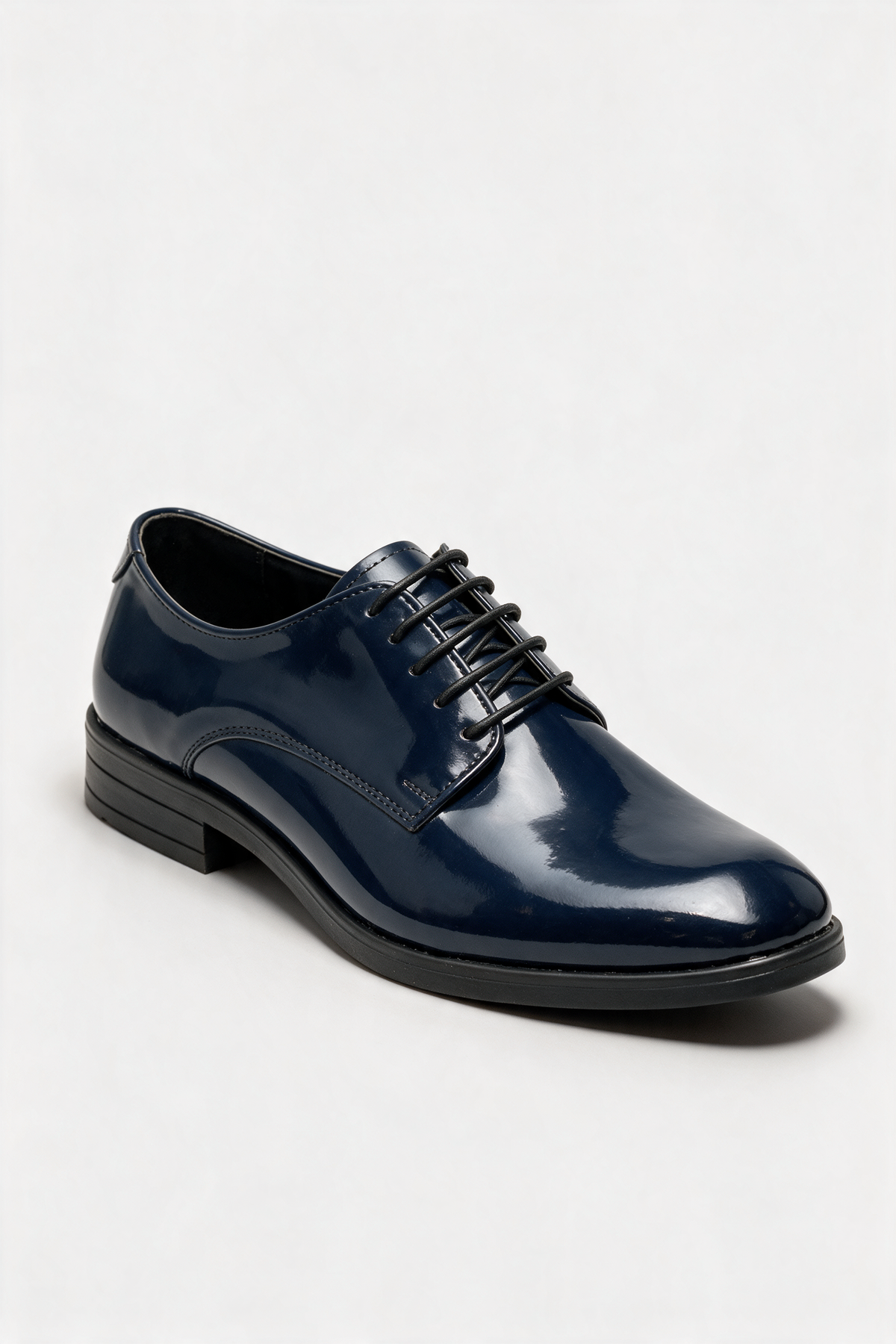 Boys Derby Patent Lace Up Formal Shoes - Navy