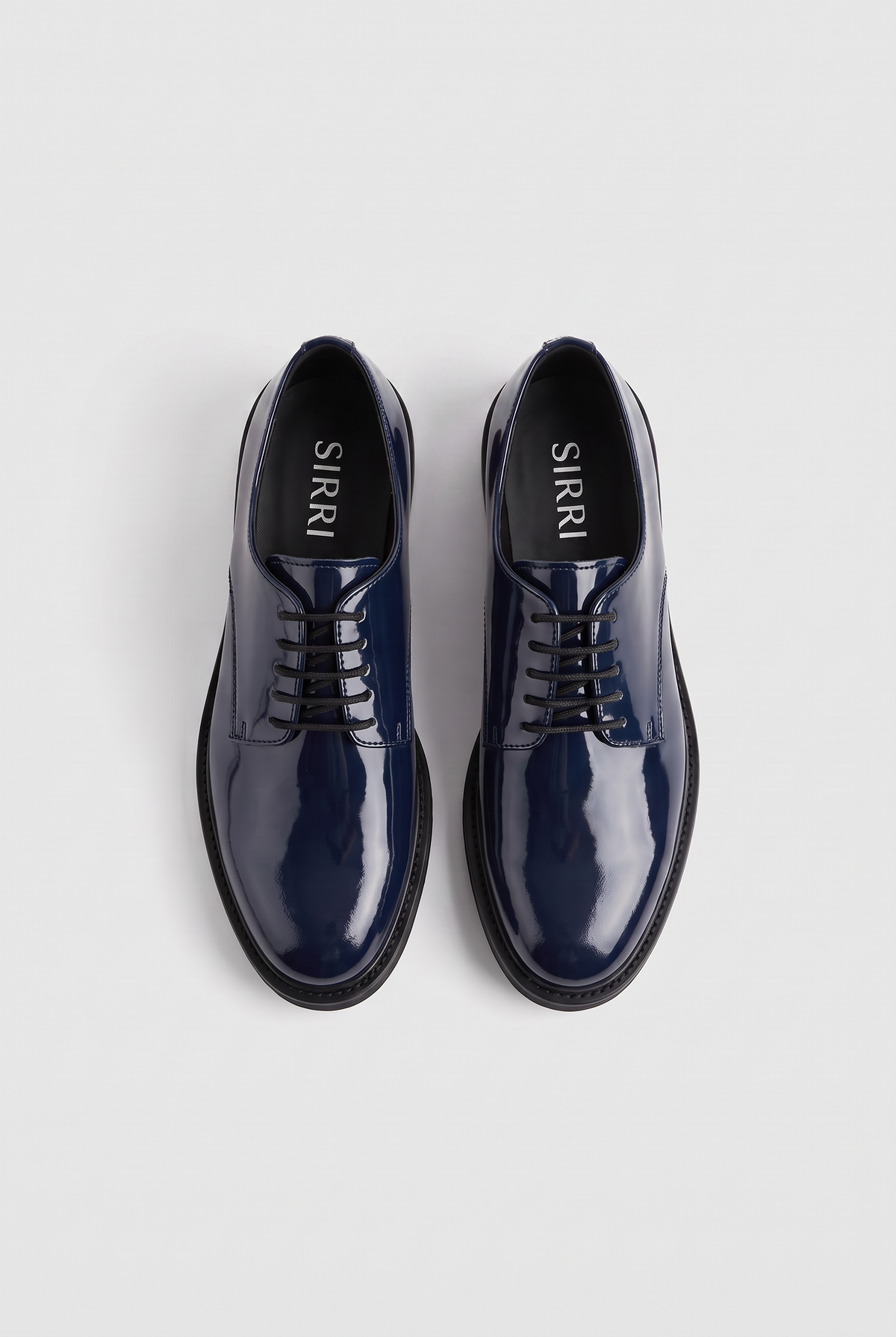 Boys Derby Patent Lace Up Formal Shoes - Navy Front Picture