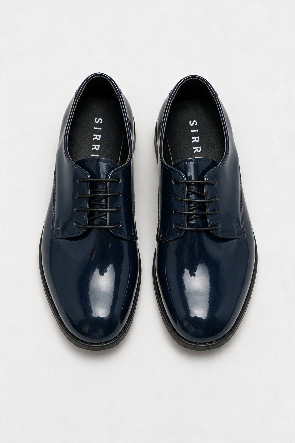 Boys Derby Patent Lace Up Formal Shoes - Navy