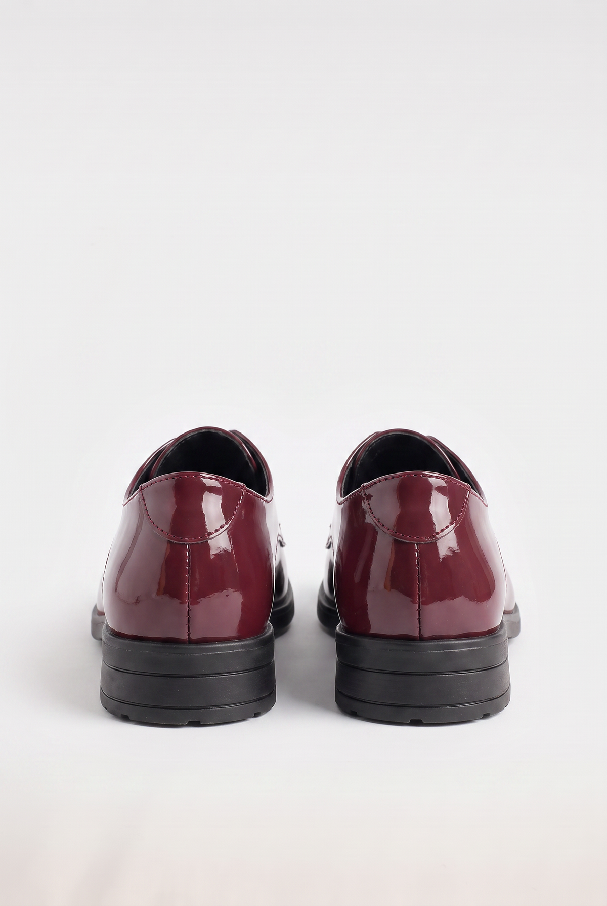 Boys Derby Patent Lace Up Formal Shoes - Wine Back Picture