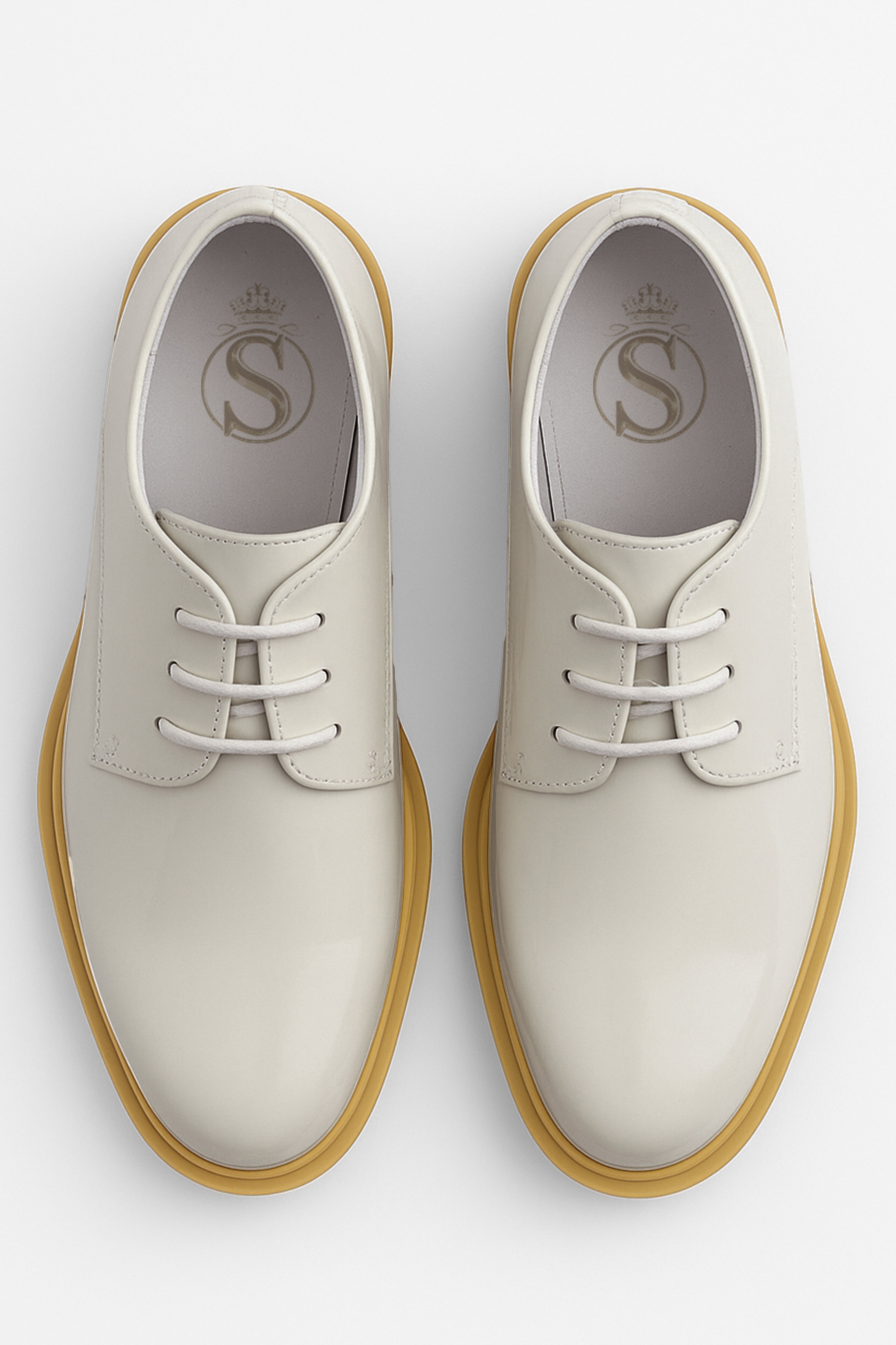 Boys Derby Patent Lace Up White Communion Shoes - Ivory Front Picture