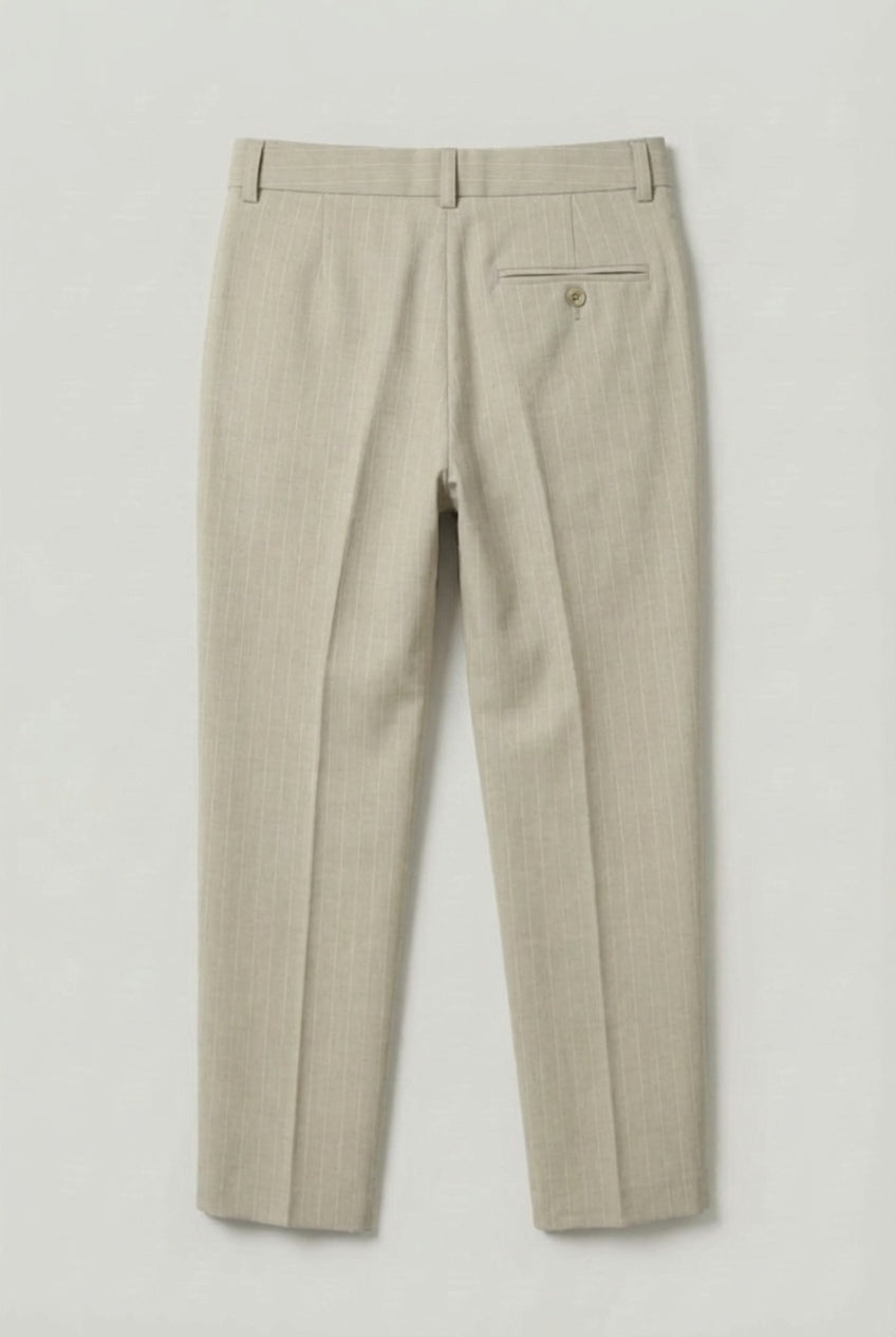 Boys Double-Breasted Pinstripe Suit - 3-Piece & 6-Piece Set - Beige