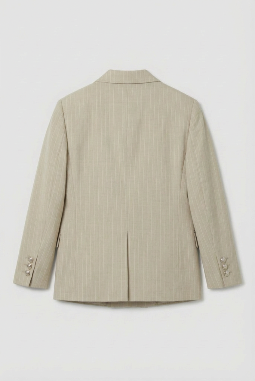 Boys Double-Breasted Pinstripe Suit - 3-Piece & 6-Piece Set - Beige