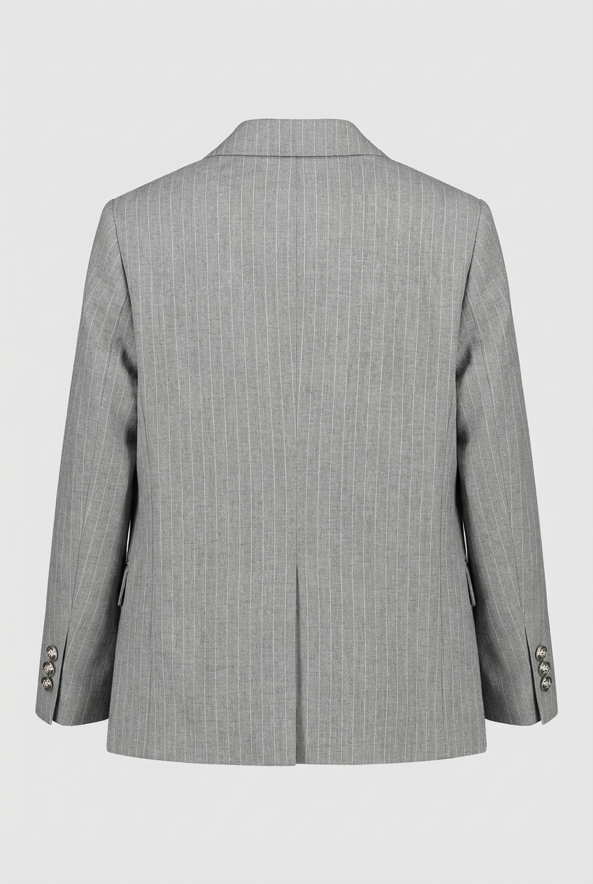 Boys Double-Breasted Pinstripe Suit - 3-Piece & 6-Piece Set - Grey