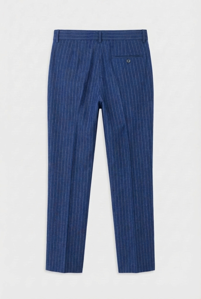 Boys Double-Breasted Pinstripe Suit - 3-Piece & 6-Piece Set - Navy Blue