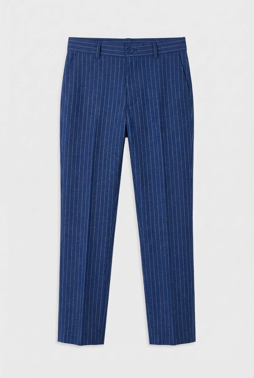 Boys Double-Breasted Pinstripe Suit - 3-Piece & 6-Piece Set - Navy Blue