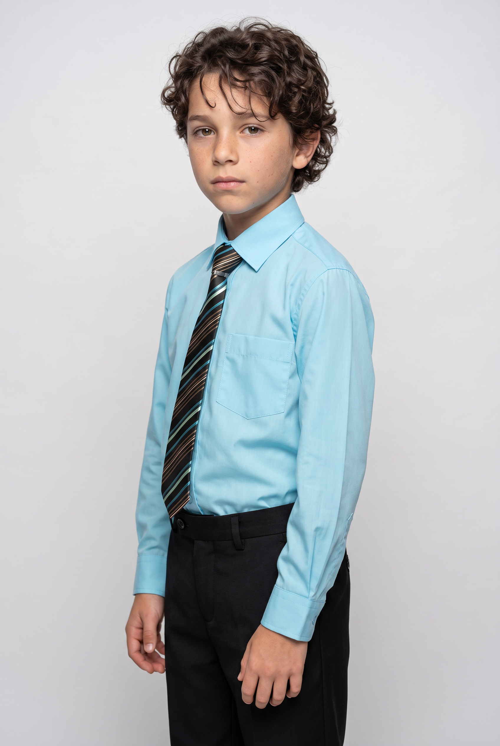Boys Dress Shirt and Tie Set - Aqua Blue