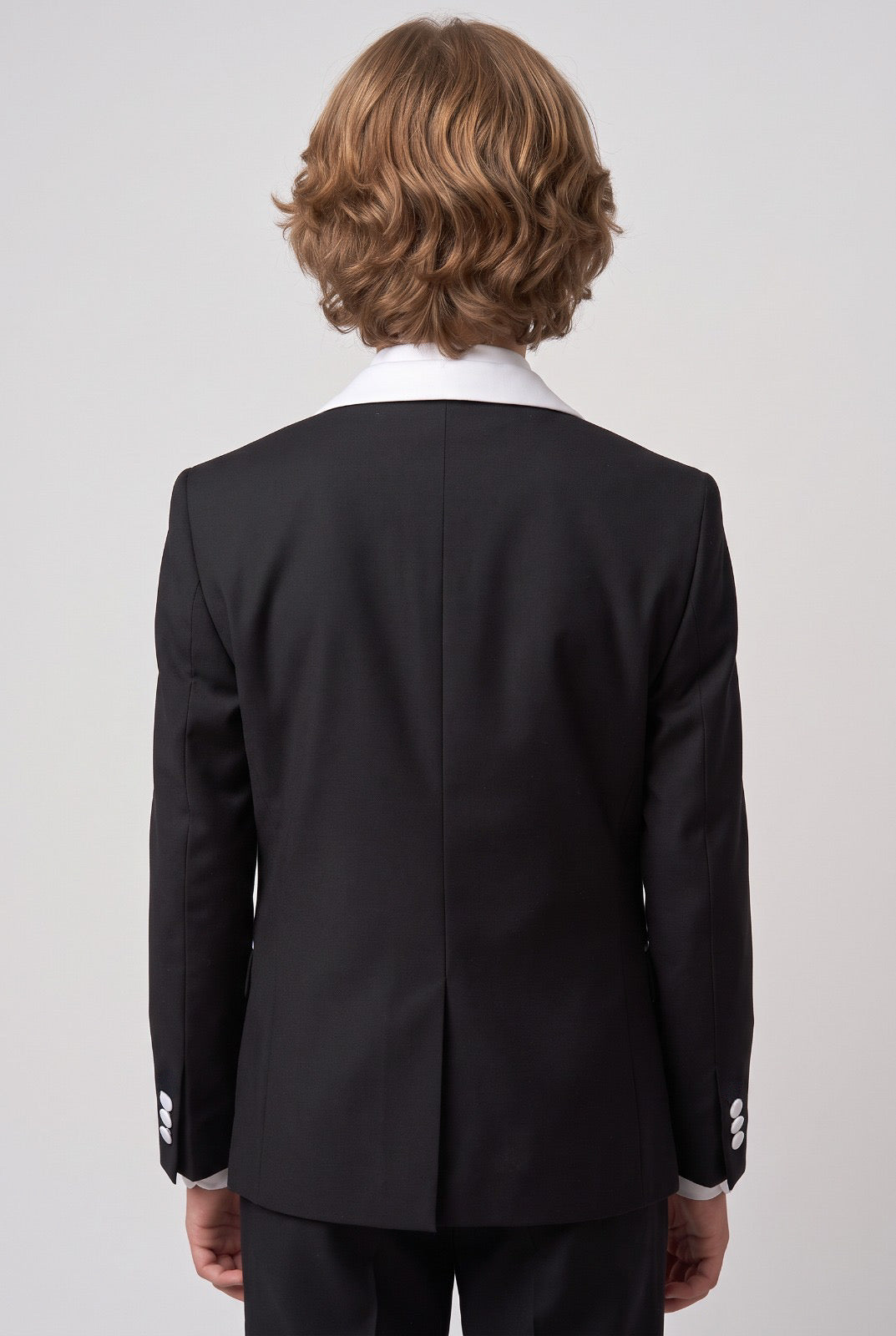 Boys Exclusive Piping Tuxedo Suit - Black - White