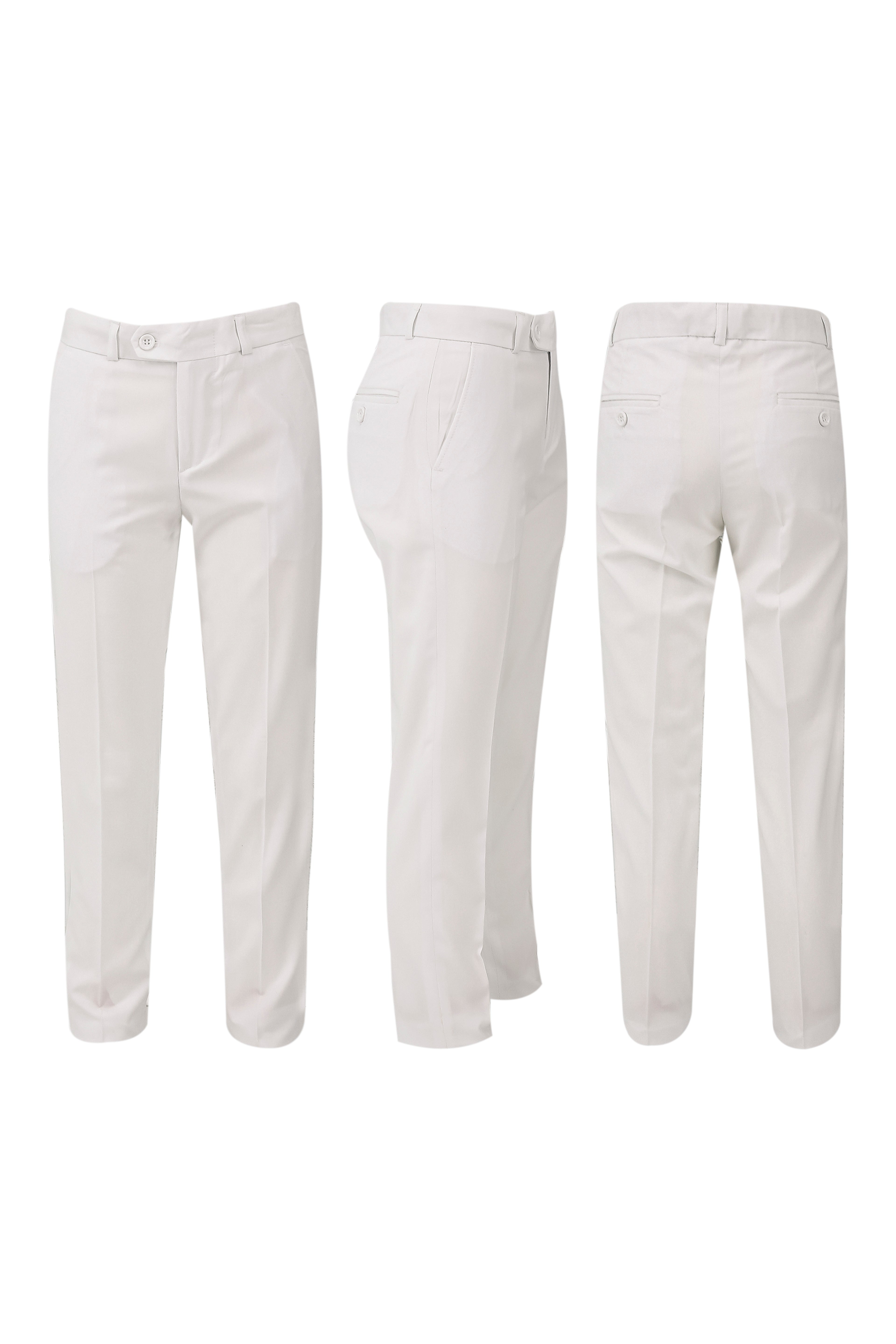 Boys Floral Embroidered Tuxedo Suit Set - Ecru Trousers Picture