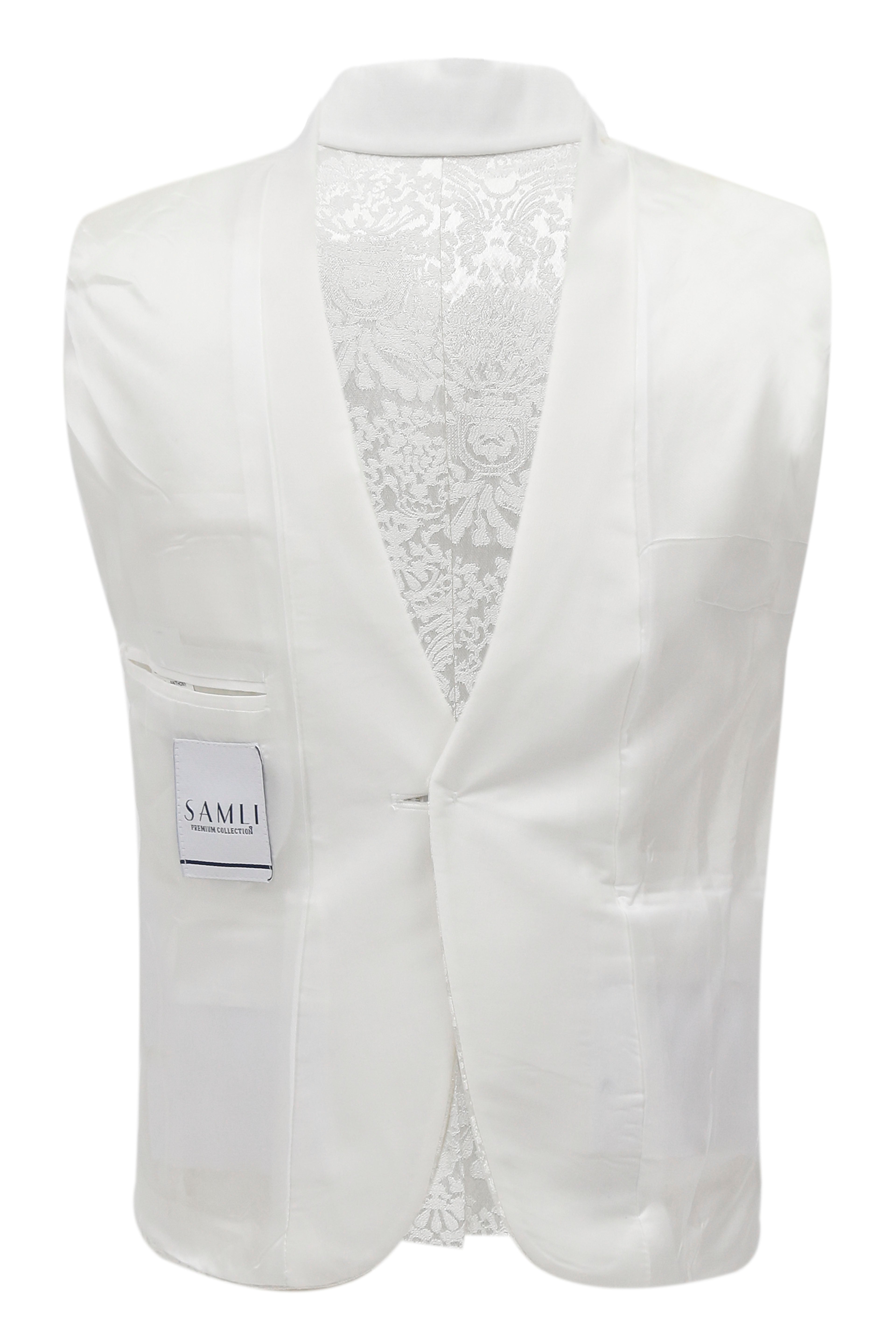 Boys Floral Embroidered Tuxedo Suit Set - Ecru Linning Picture