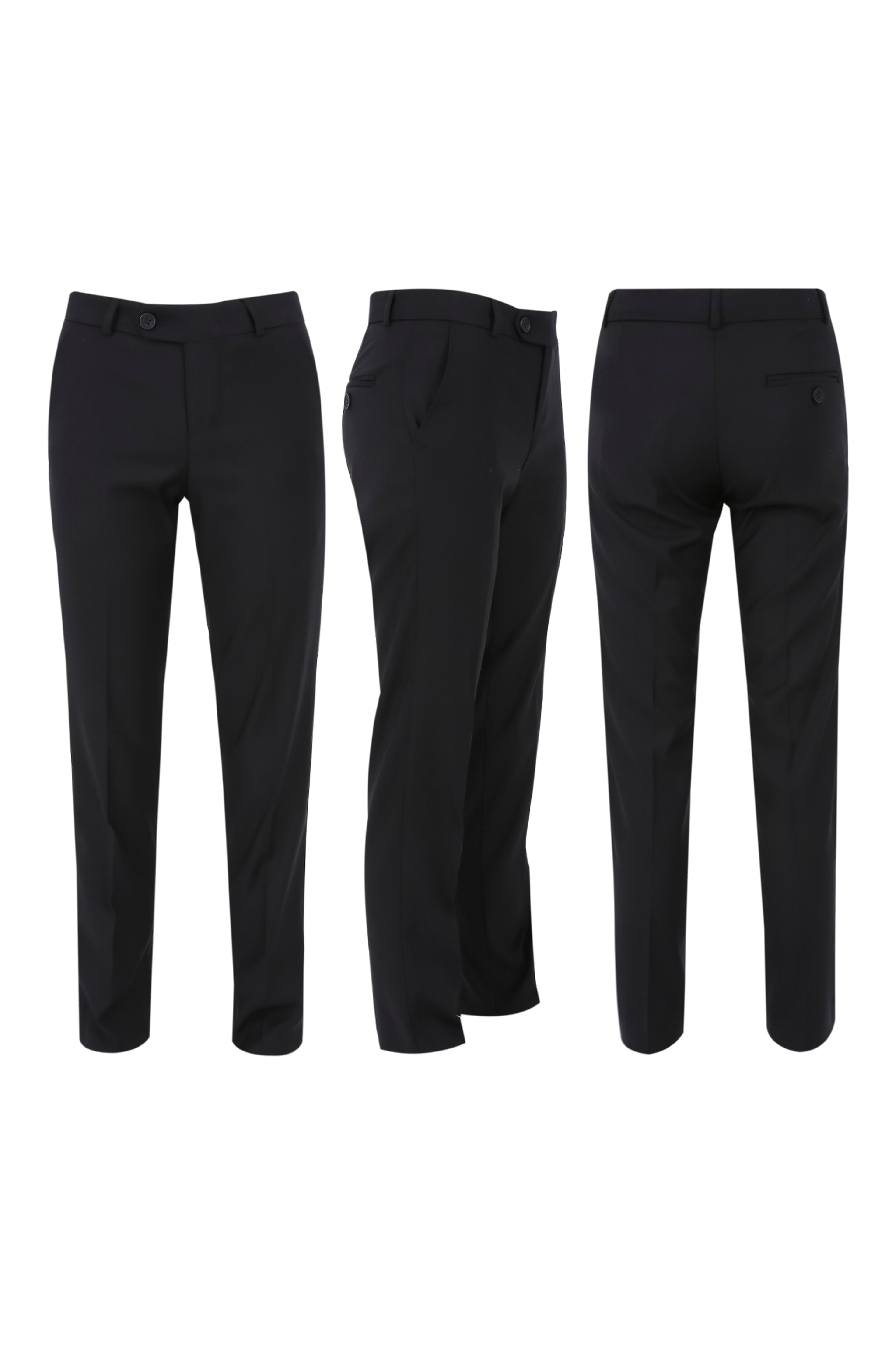 Boys Floral Embroidered Tuxedo Suit Set - Navy Blue Trousers Picture