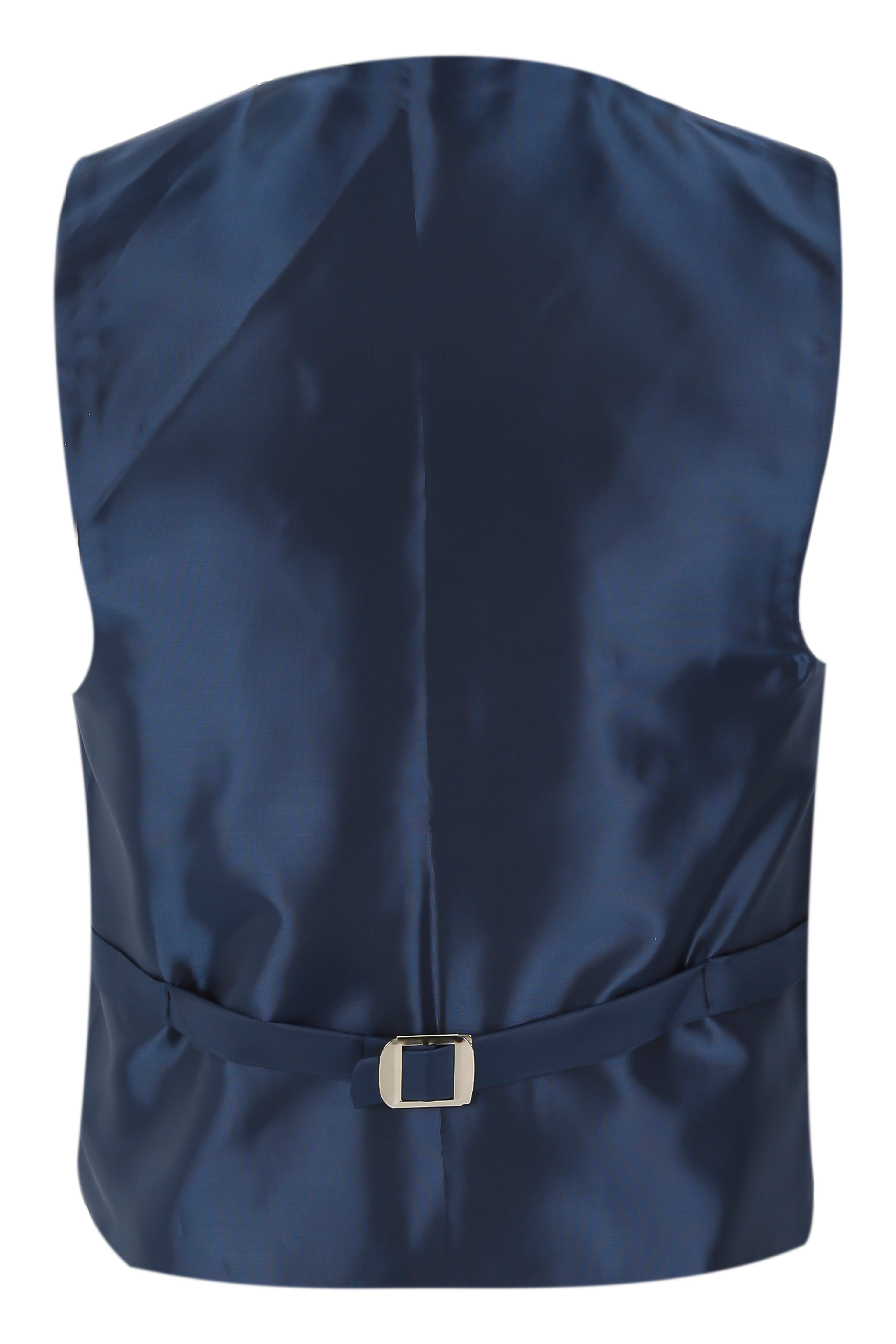 Boys Floral Embroidered Tuxedo Suit Set - Navy Blue Waistcoat Back Picture
