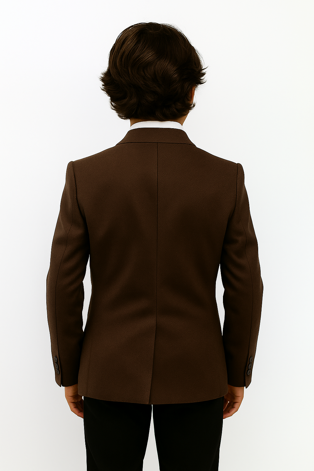 Boys Formal Textured Blazer Jacket - Brown