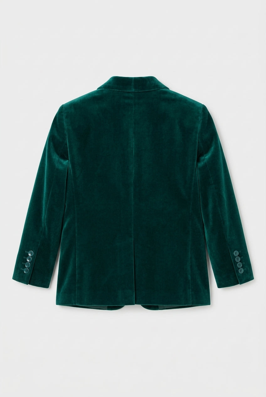 Boys Formal Velvet Blazer Jacket - Green