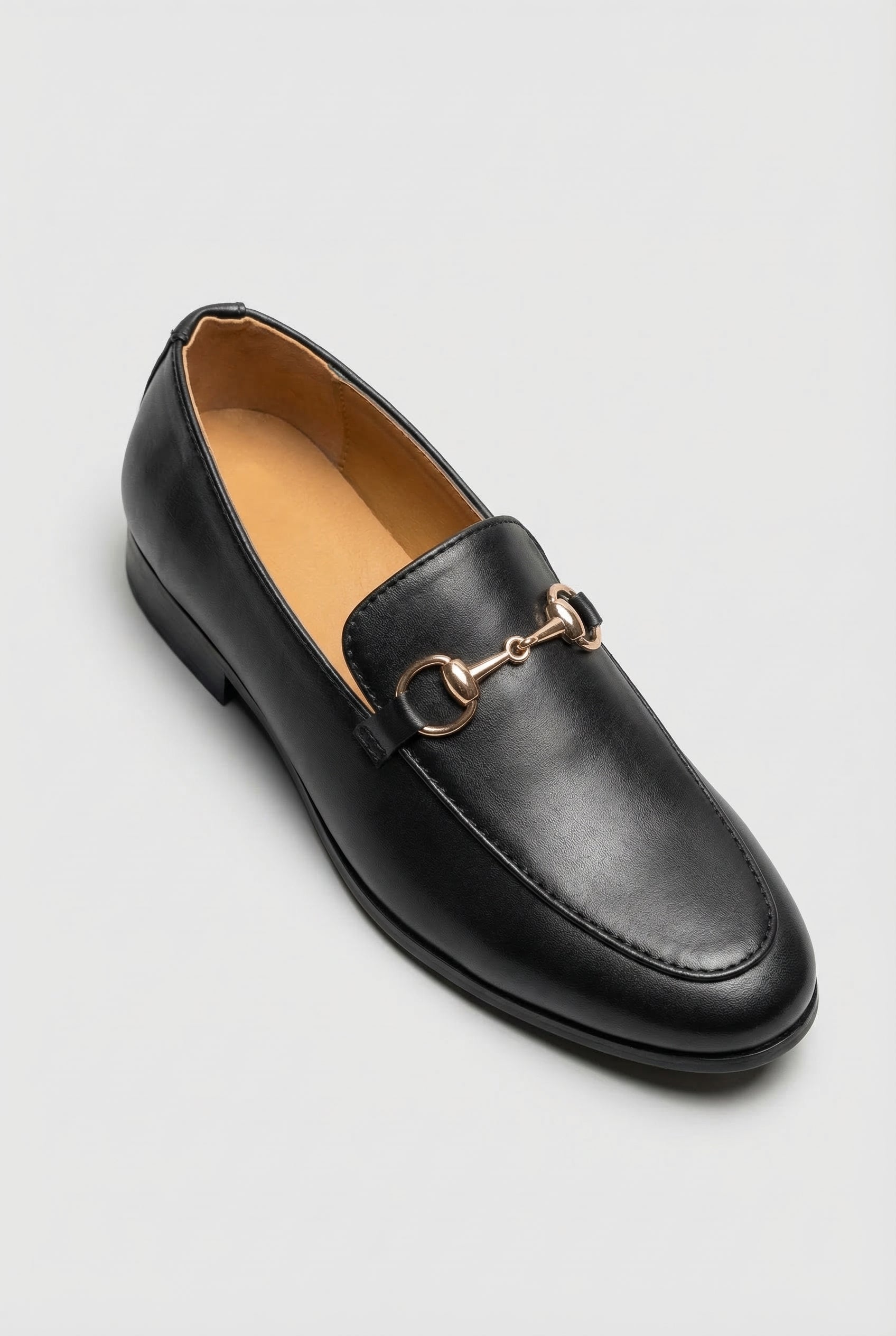 Boys Gold Horsebit Loafer Dress Shoes - Asher Black Side Picture