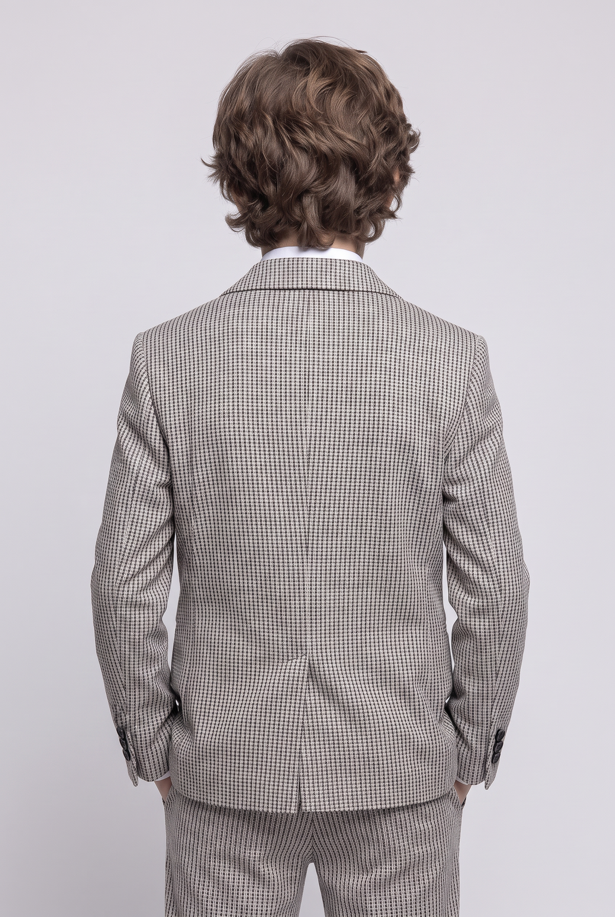 Boys Grey 2-Piece Mini Tweed Houndstooth Suit - ORME
