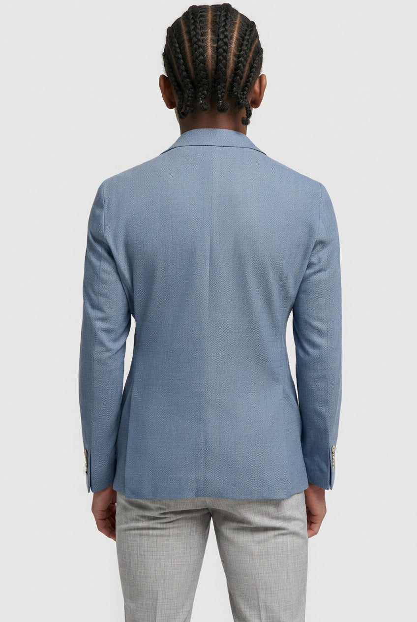 Boys Herringbone Twill Blazer - Kovan - Sky Blue