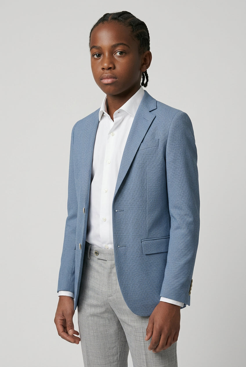 Boys Herringbone Twill Blazer - Kovan - Sky Blue