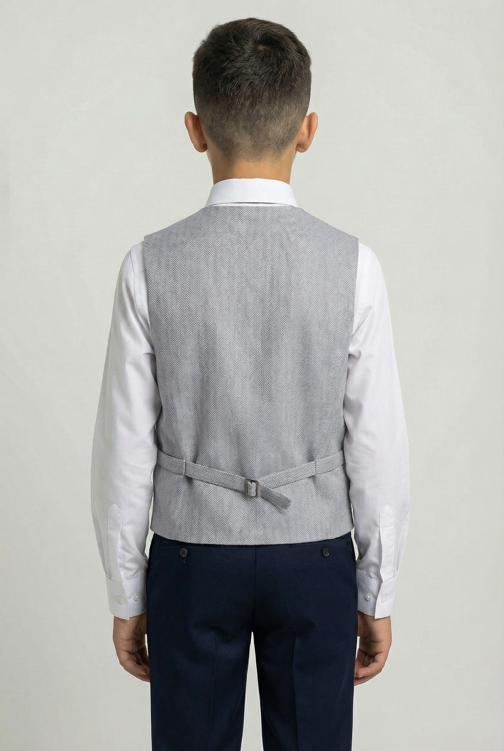 Boys Herringbone Waistcoat Set - Grey