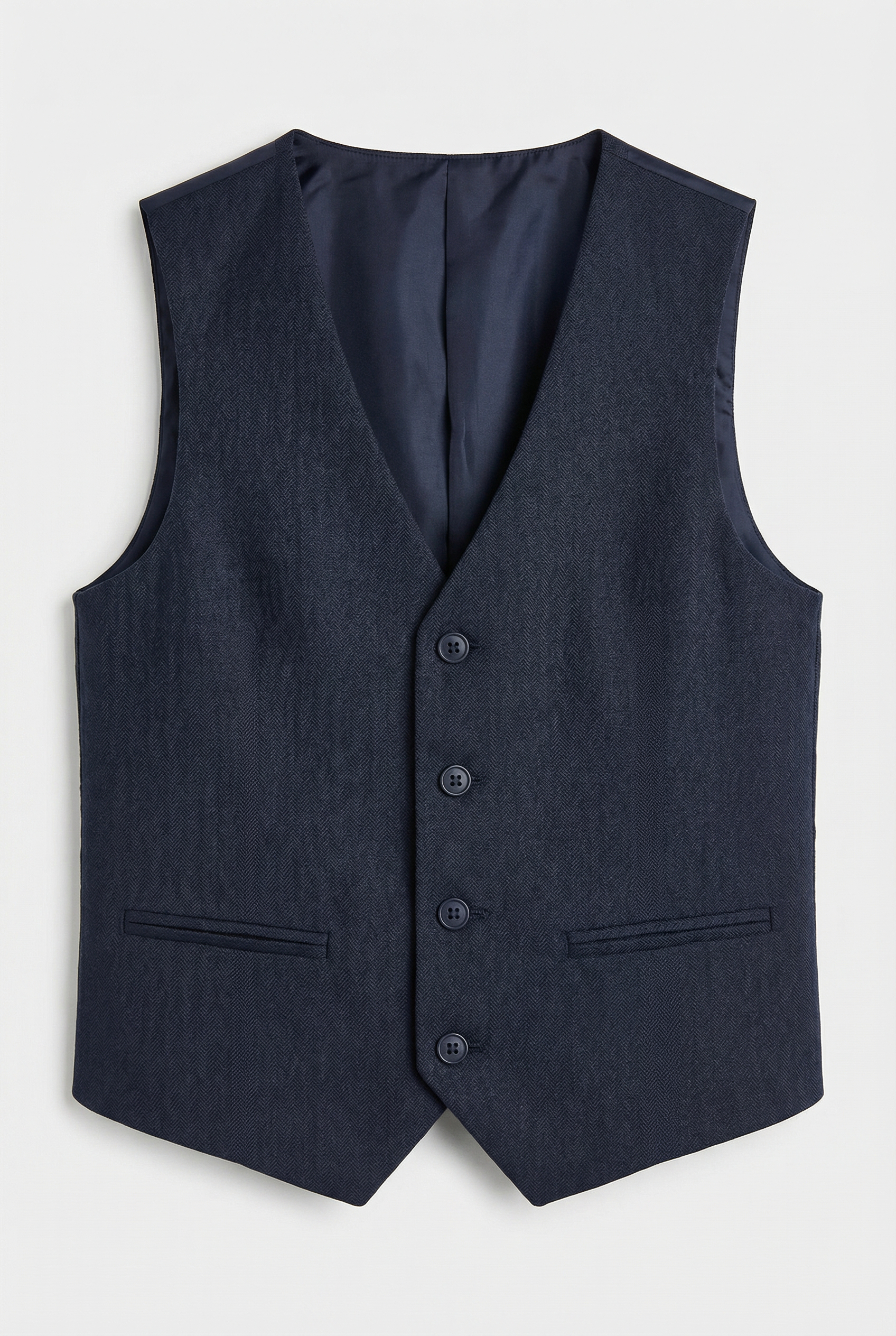 Boys Herringbone Waistcoat Set - Navy Blue