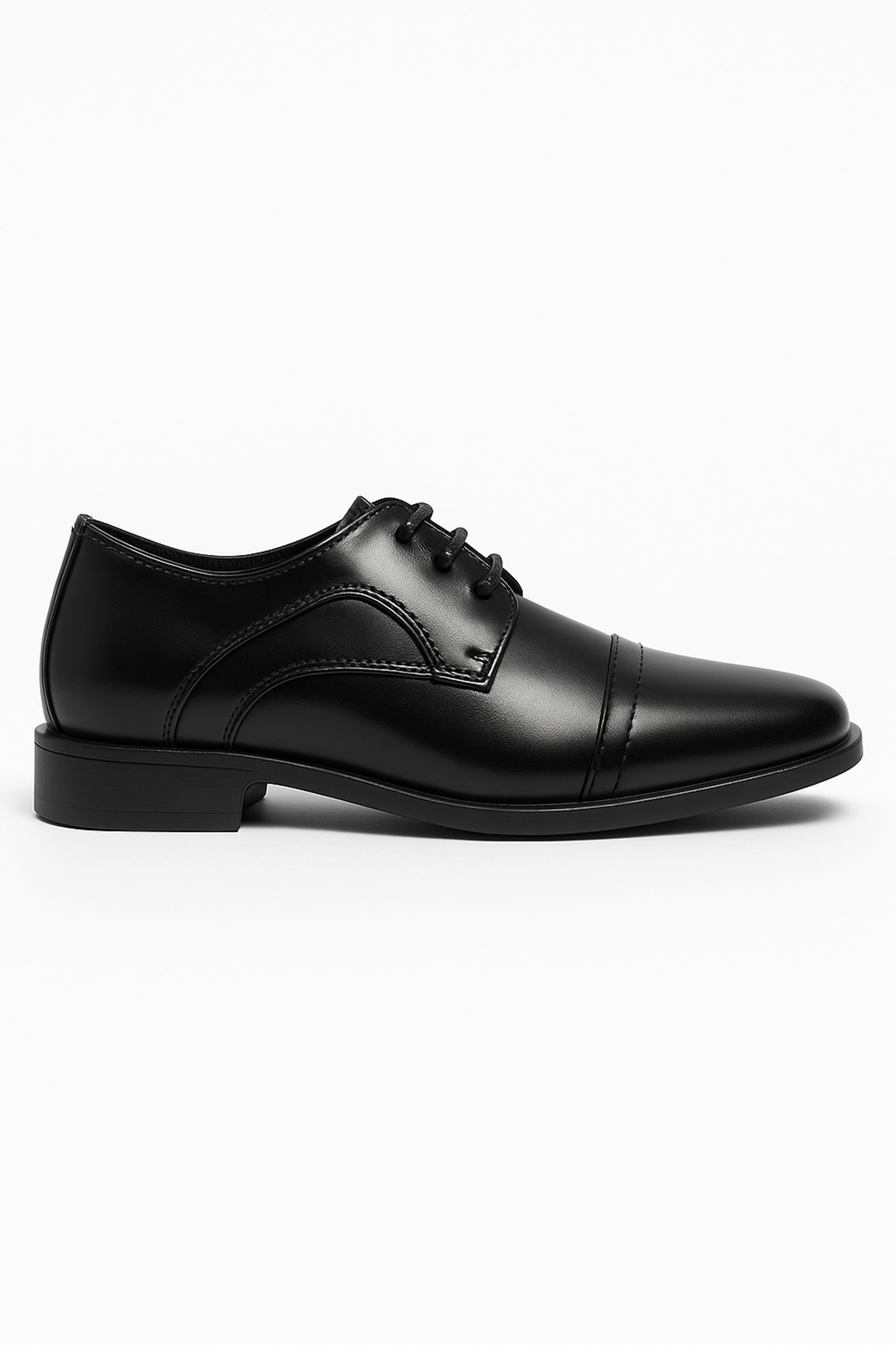 Boys Lace Up Black Formal Dress Shoes - Black