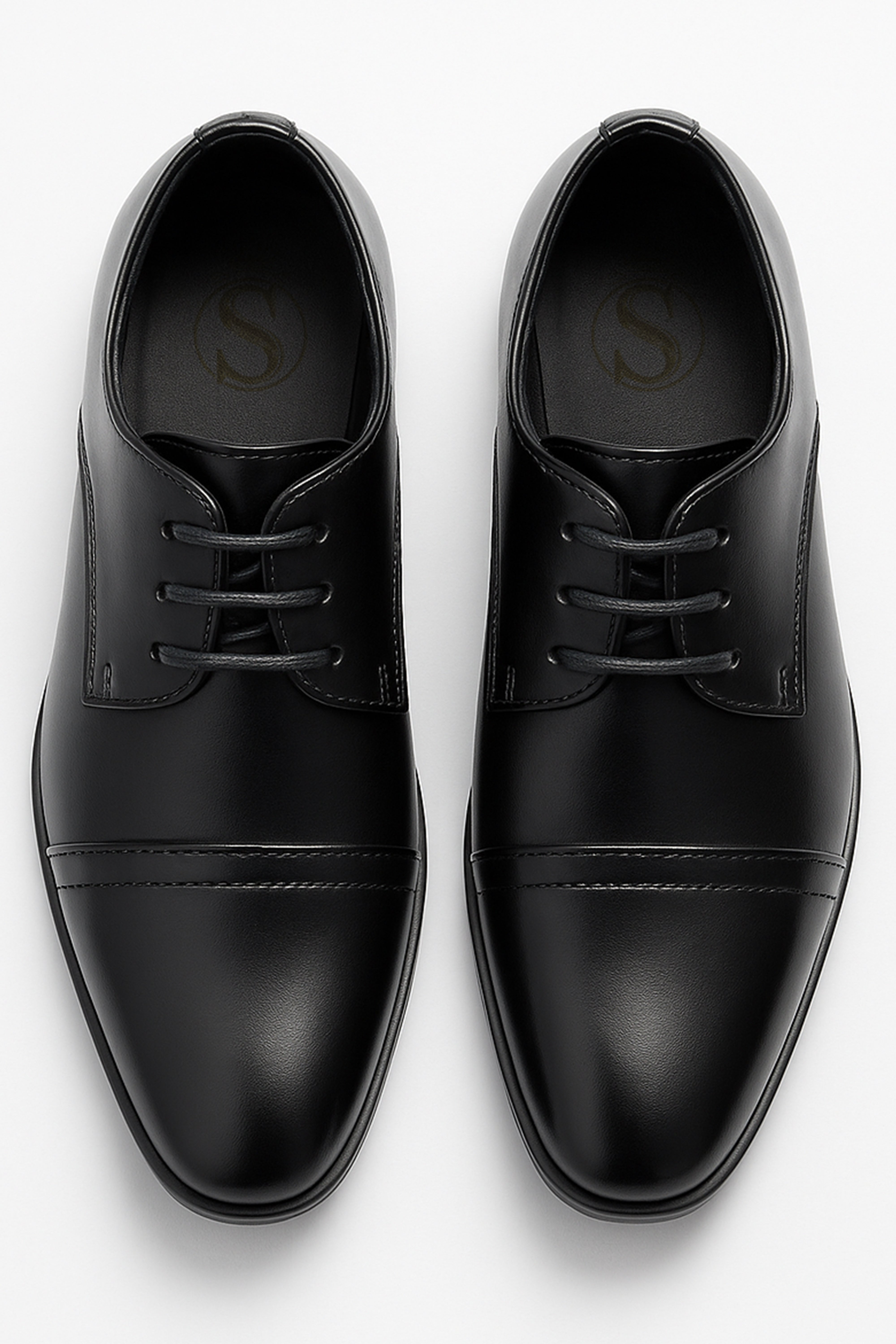 Boys Lace Up Black Formal Dress Shoes - Black Front Picture