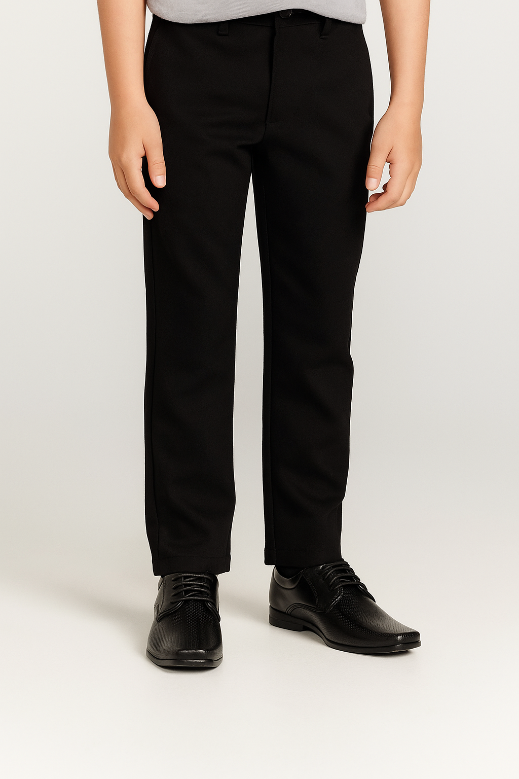 Boys Lace Up Derby Shoes - BRIGHTON Black - Black Model Picture