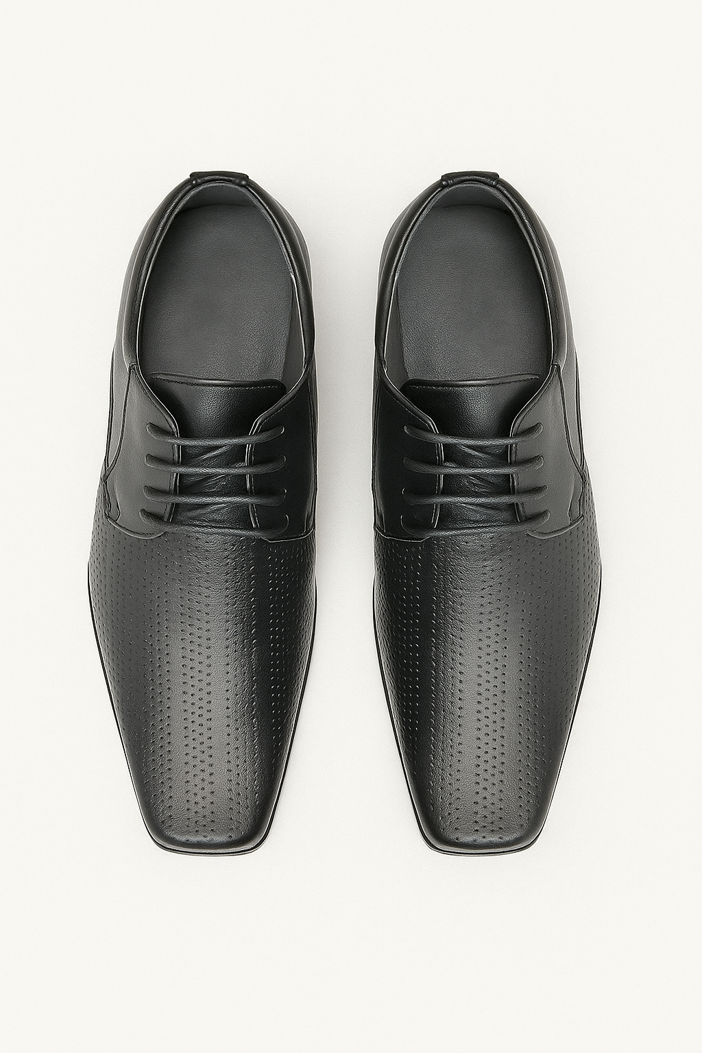 Boys Lace Up Derby Shoes - BRIGHTON Black - Black Front Picture