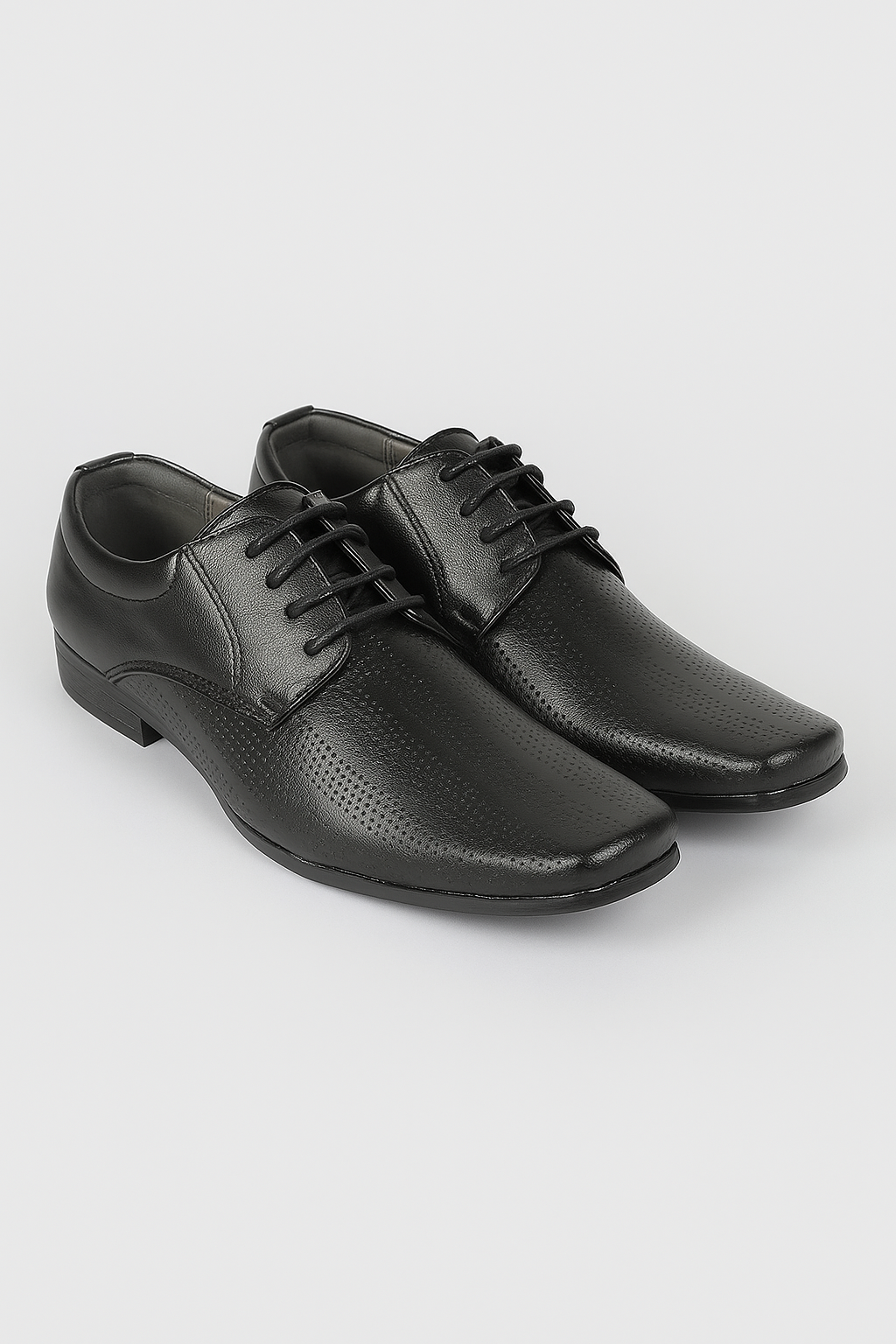 Boys Lace Up Derby Shoes - BRIGHTON Black - Black Pair Side Picture