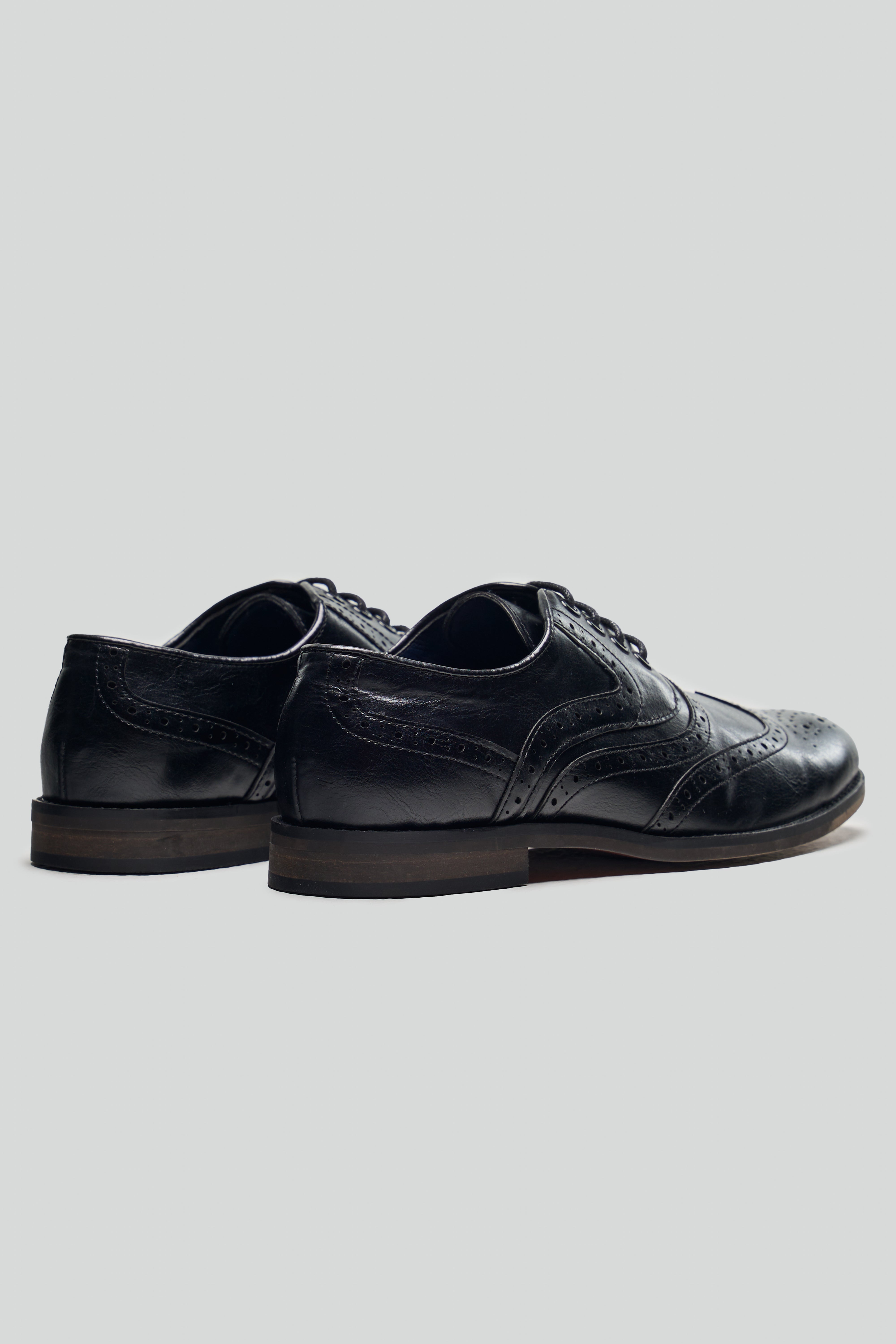 Boys Lace Up Oxford Brogue shoes - RUSSEL - Black Back Picture