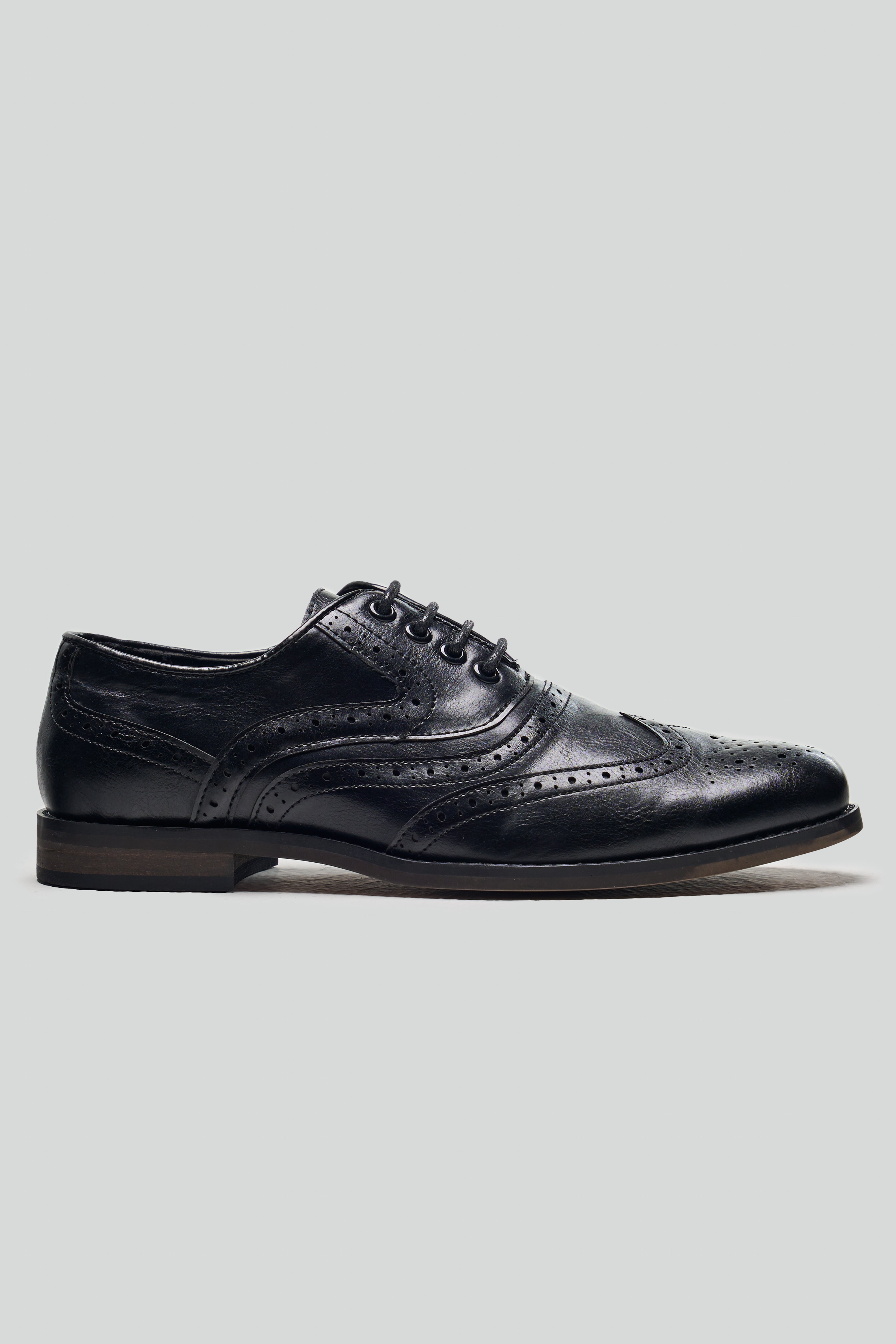 Boys Lace Up Oxford Brogue shoes - RUSSEL - Black